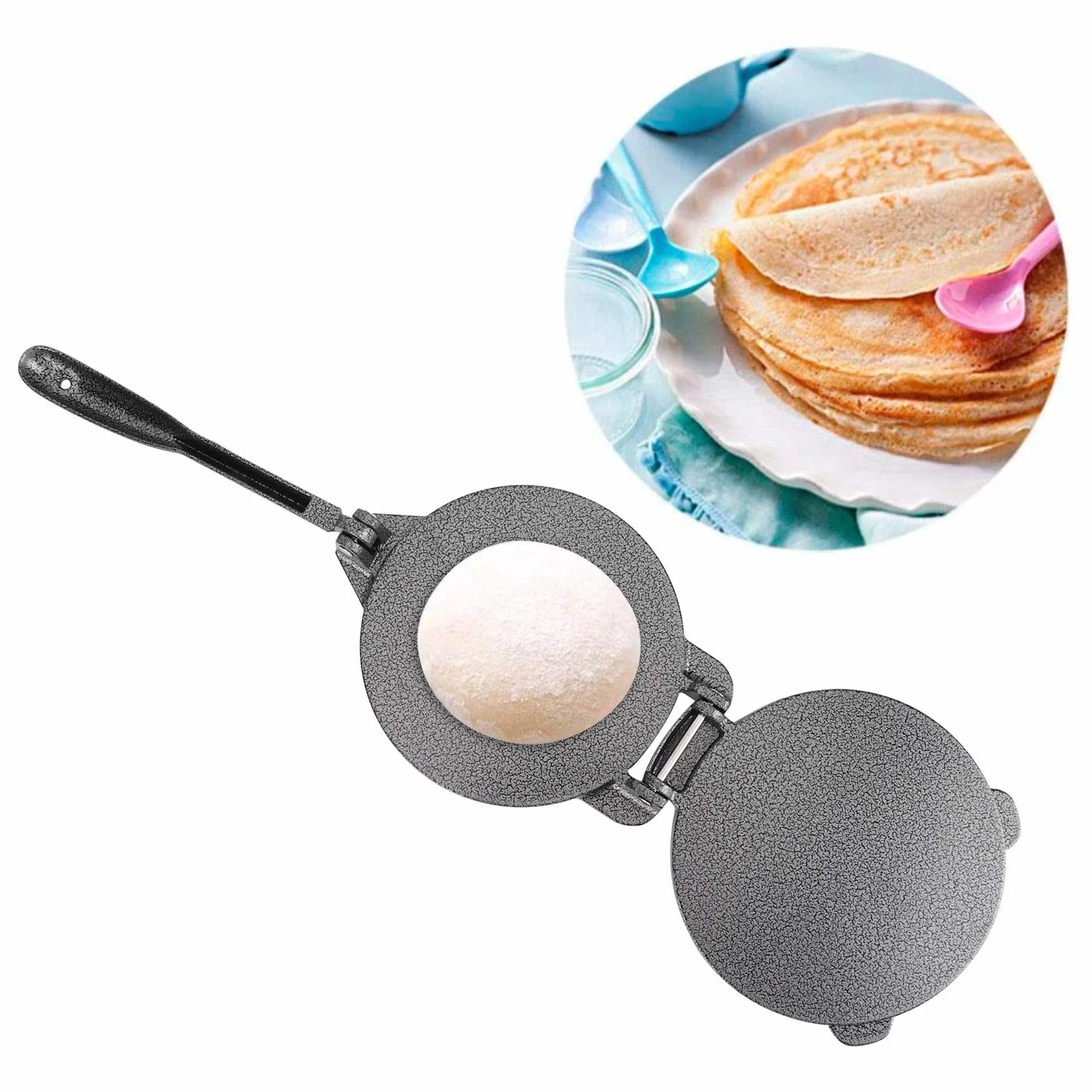 Prensa de Tortilla de maíz, máquina de Tortilla de Hierro Fundido fácil de Limpiar, Multifuncional de Servicio Pesado para Restaurante en casa