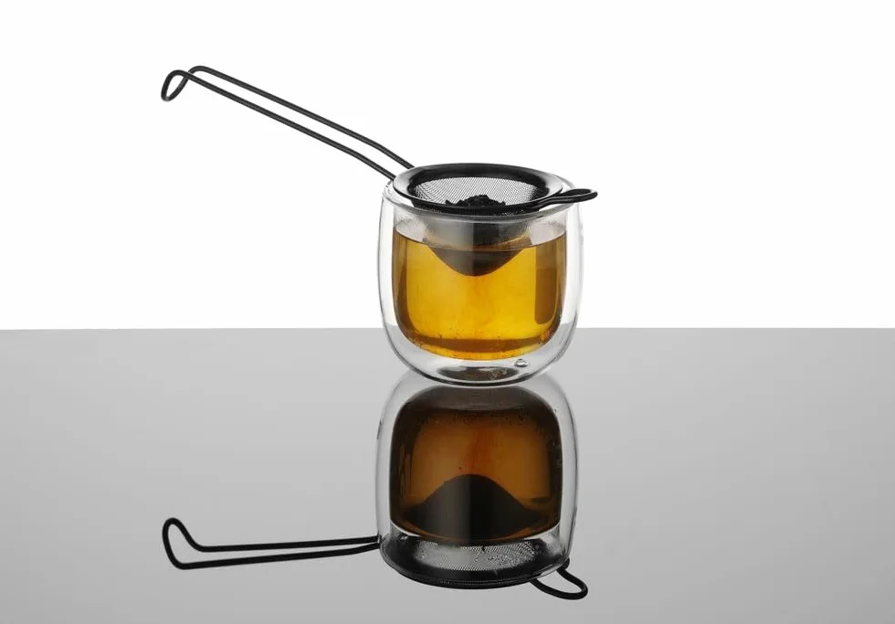 HENDI Colador de bar, cónico, colador de cóctel, colador de malla, colador de cocina, 75x220mm, acero inoxidable, negro