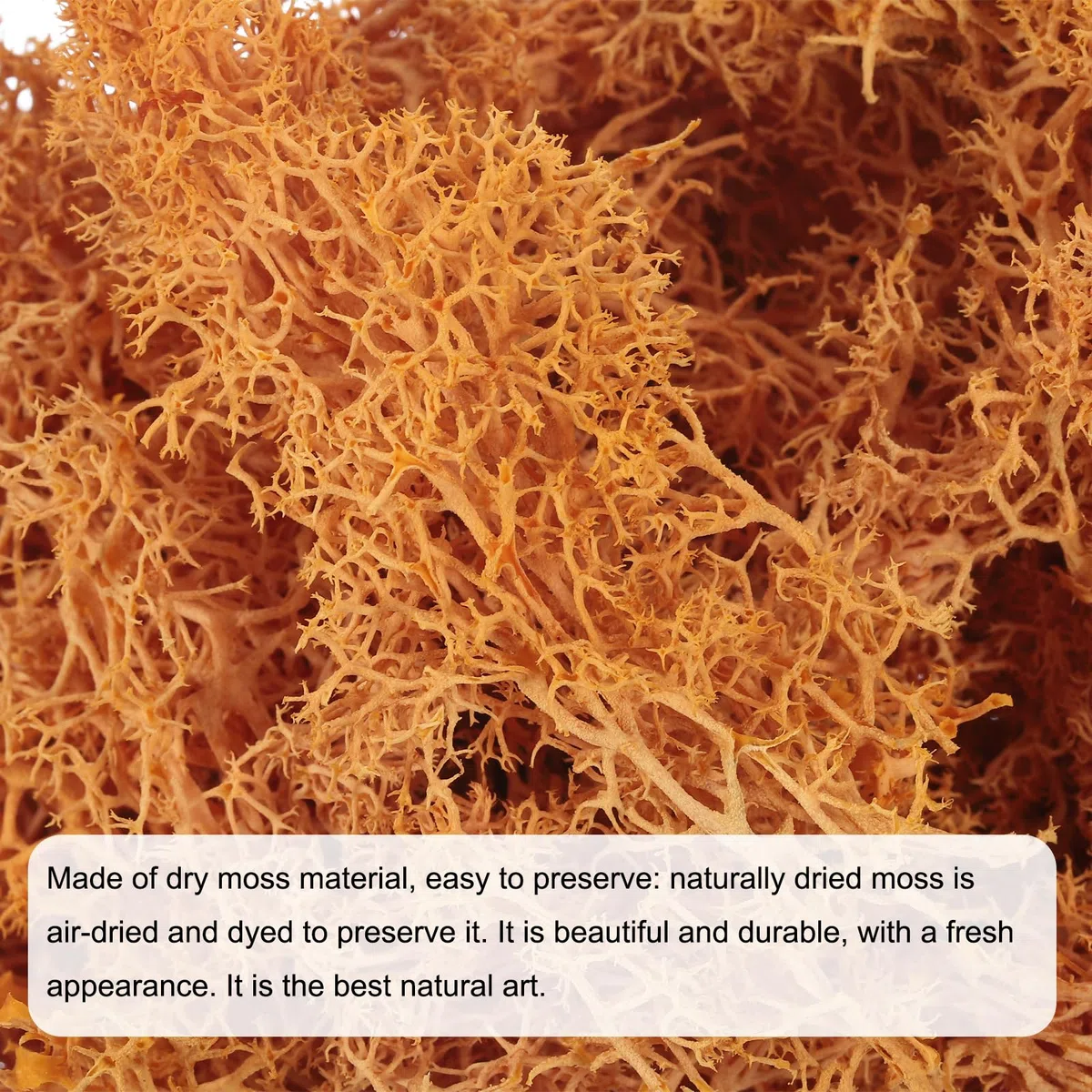 QUARKZMAN Musgo Artificial de 3.5 Oz para Manualidades, Musgo Natural Preservado para Proyectos de Manualidades, Arte Floral, Decoración de Pared, Boda, Jardín (Naranja)