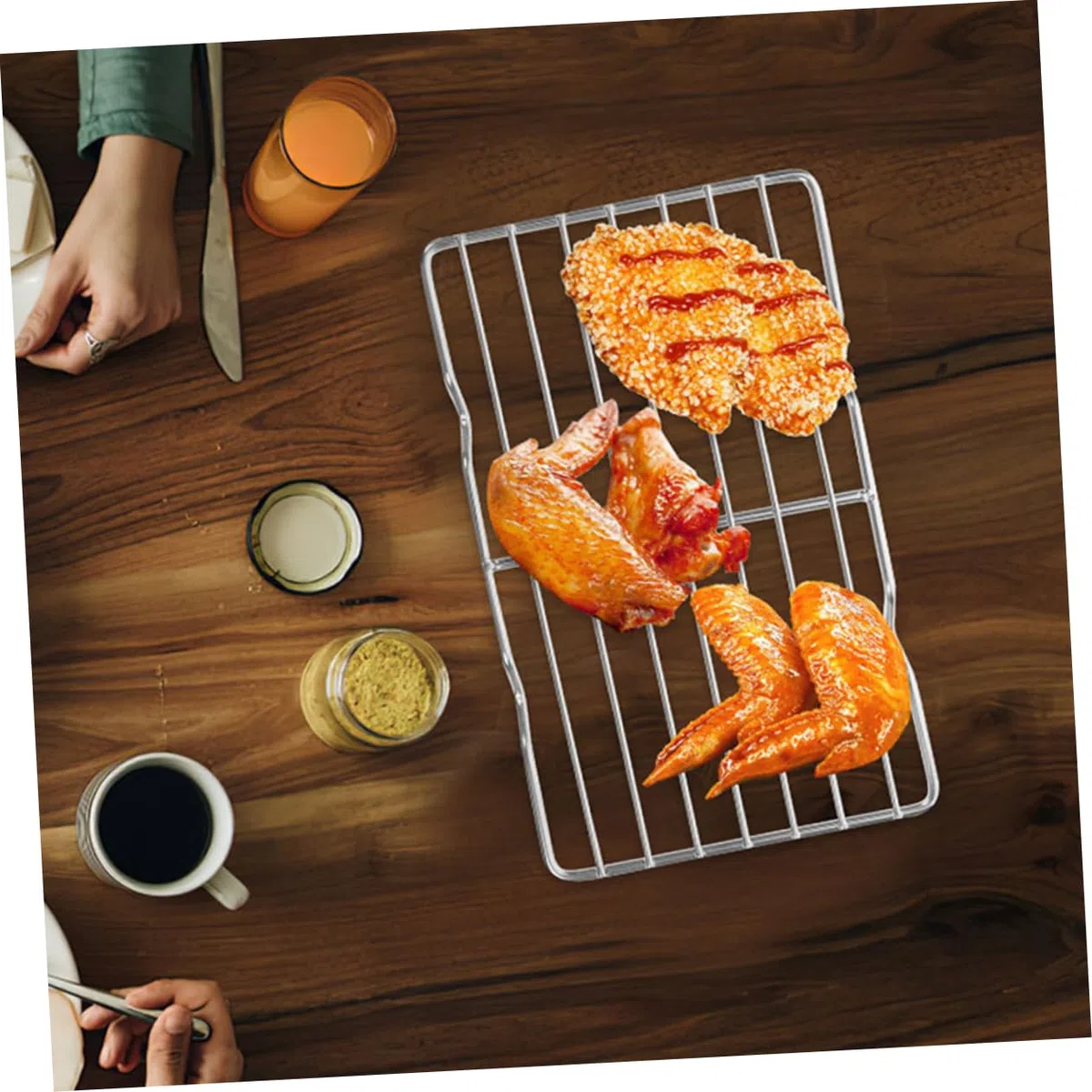 IMIKEYA Rejilla para Hornear y Parrilla De Acero Inoxidable 38x28 Cm, Rejilla De Enfriamiento De Pan Patas, Malla Fina para Cocinar y Asar, Apta para Alimentos Delicados, Uso Cocina y Barbacoa