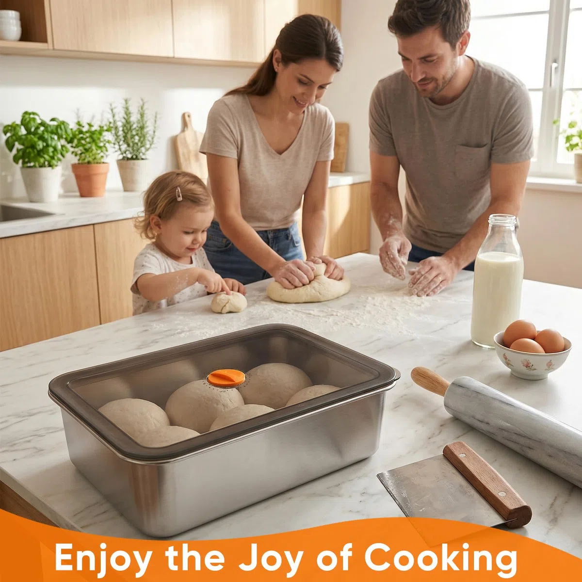 Contenedor para Fermentación de Pizza,Caja para masa con registro de fecha, caja de fermentación de acero inoxidable para masa de pizza, masa madre y masa con levadura para cocina y almacenamiento