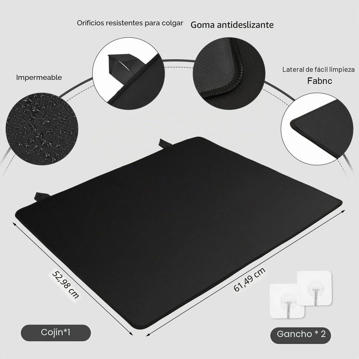 Alfombra para Placas de Inducción 61.5x53 cm, Cubre Placa de Cocina de Inducción, Cubierta de Mesa de Cocción Eléctrica, Alfombra de Protección para Estufa de Cristal con Revestimiento Antideslizante