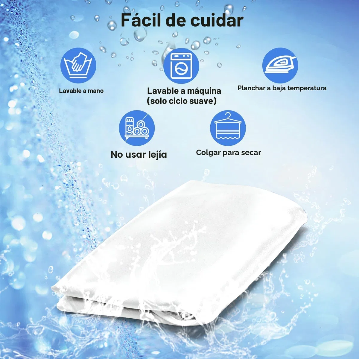 Paquete de 2 Fundas de Satén para Almohadas de Espuma Viscoelástica, Fundas de Satén para Almohadas Ergonómicas, Suaves, con Cremallera Invisible, Color Blanco