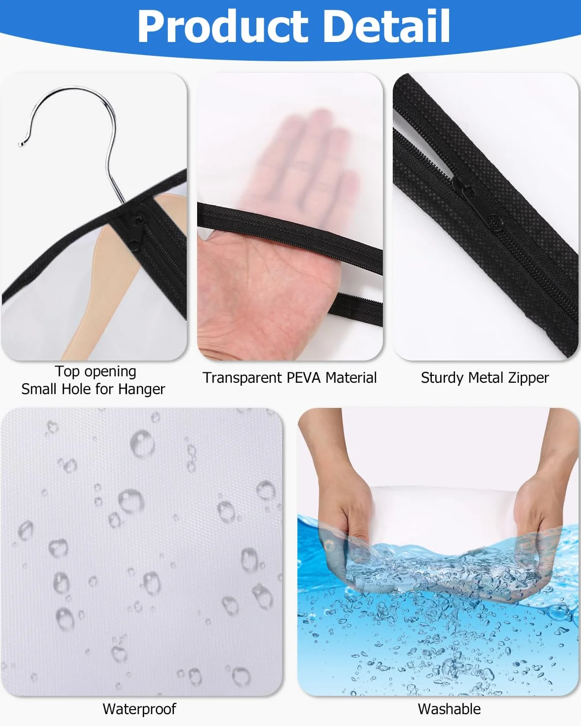 12 Fundas de Ropa, Fundas Ropa Armario Transparente 60 x 120/100/80 cm, Bolsas Guardar Ropa Antipolvo Impermeable Camisas, Bolsa de Ropa para Traje, Vestidos, Camisas,Noche, Negro