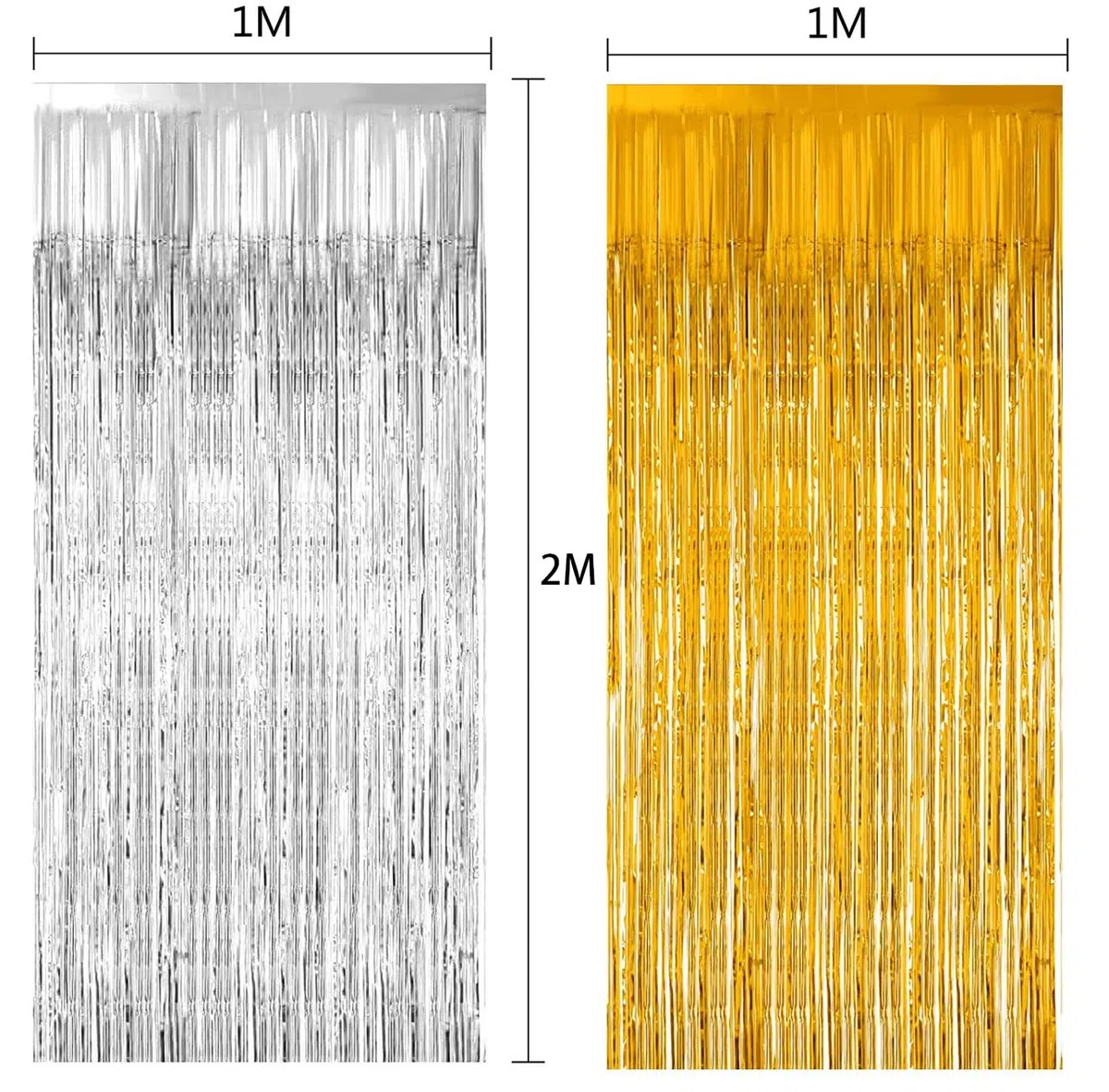 6 Piezas Cortina de Oropel Metálica, Foil Fringe Flecos Aluminio Lamina Serpentinas para Fiesta Cumpleaños Boda Puerta Ventanas Decoración, 1 x 2M