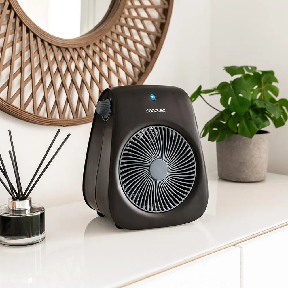 Cecotec Calefactor Eléctrico ReadyWarm 2000 Max Force Black, Termoventilador 2000 W, 2 niveles de potencia y 3 modos de funcionamiento, Sistema de seguridad de sobrecalentamiento, 20 m2