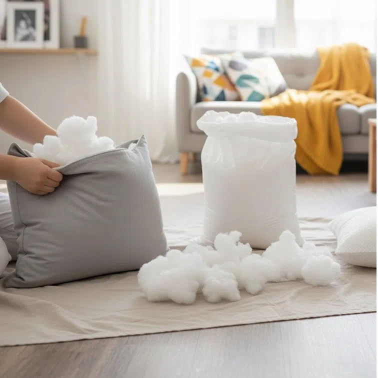 Genérico MARCAVI | Relleno de Microfibra de 2Kg para Cojines, Peluches y Manualidades con Interior Mullido – Relleno Fibra Hueca Siliconada Tacto Pluma, Esponjoso y Suave
