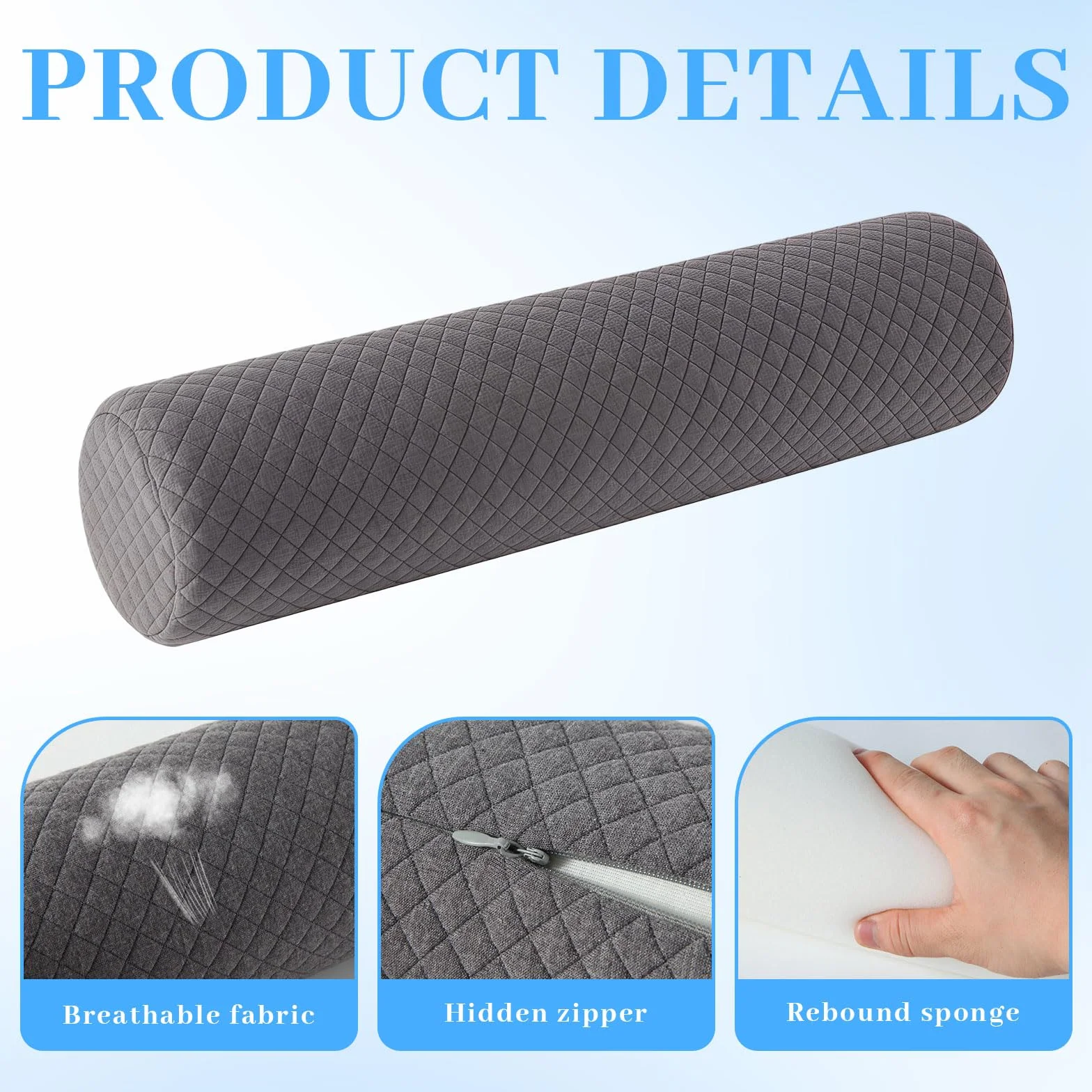 Almohada Cervical, cojín cilíndrico con Funda, cojín cómodo para Dormir y aliviar el Dolor
