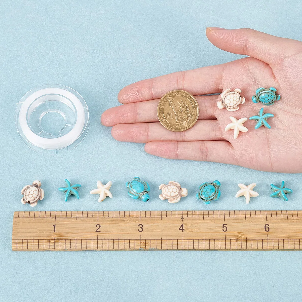 SUNNYCLUE 1 Caja 100 Piezas 4 Estilos Cuentas de Tortuga Marina Cuentas de Estrella de Mar Turquesa Cuentas de Tortuga de Estrella de Mar Sintéticas Cuentas Espaciadoras de Animales Del Océano