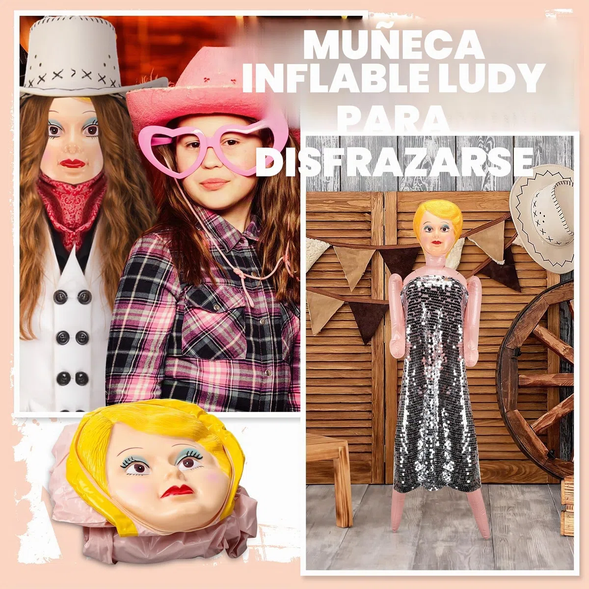 Liliful Judy Muñeca Inflable de 150 cm, Accesorios de Despedida de Soltero, Accesorios de Fiesta de Halloween, muñeca Decorativa