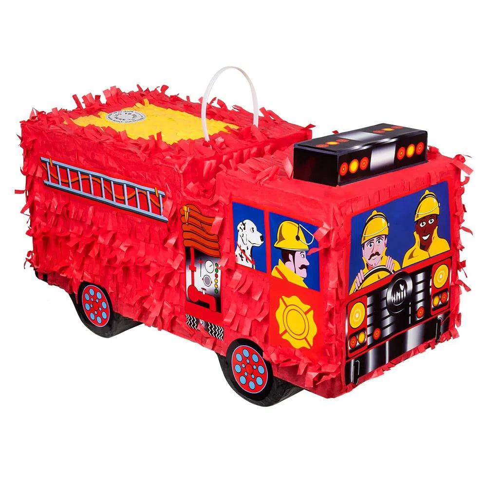 Boland 30966 - Coche de bomberos piñata, tamaño 43 x 24 x 18 cm, camión de bomberos, camión de bomberos, cumpleaños, decoración, juego de fiesta, regalo