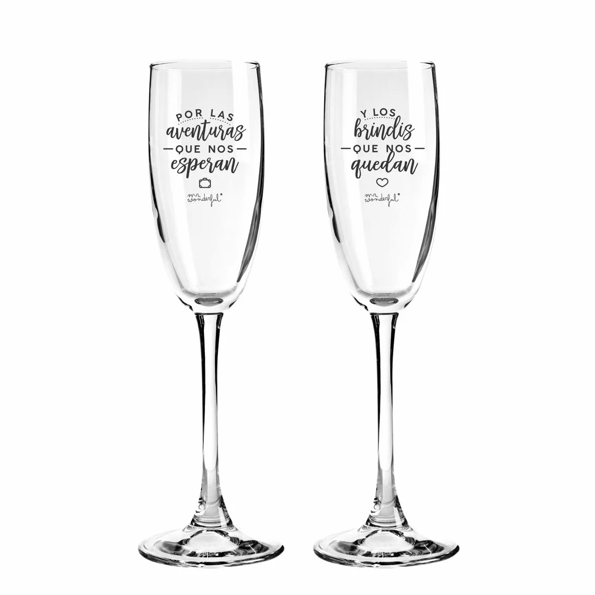 Mr. Wonderful Dos copas de Vidrio para parejas que se quieren con locura, 170ml, Color Claro, 1 unidad