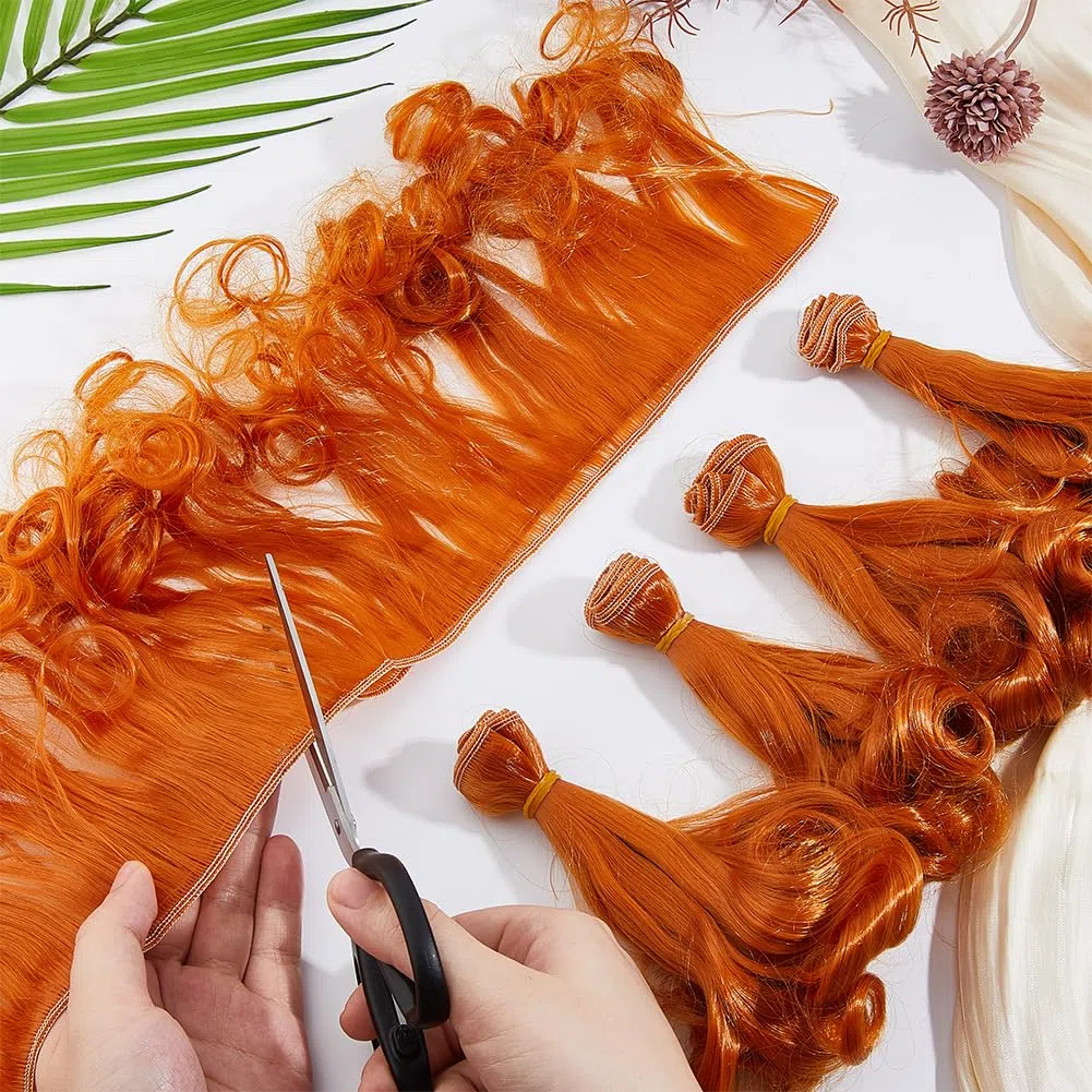 DICOSMETIC 5 piezas de pelo de muñeca de 15 cm, pelo corto rizado de fibra de alta temperatura, extensiones de pelo sintético de color chocolate, reemplazo para kits de fabricación de muñecas