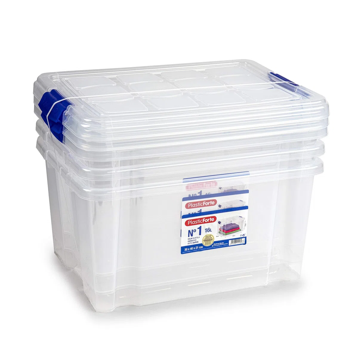 Plastic Forte Pack 3 Caja Nº 1 Pack 3 Cajas, 16 litros