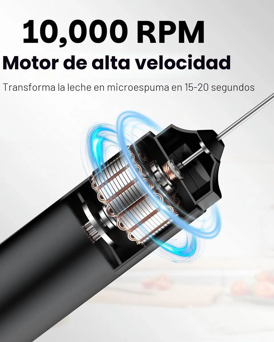 Pawfly Batidor de Leche Recargable Batidor Manual con Varilla de Acero Inoxidable Mezclador Eléctrico Portátil para Cappuccino Latte Matcha Chocolate Caliente