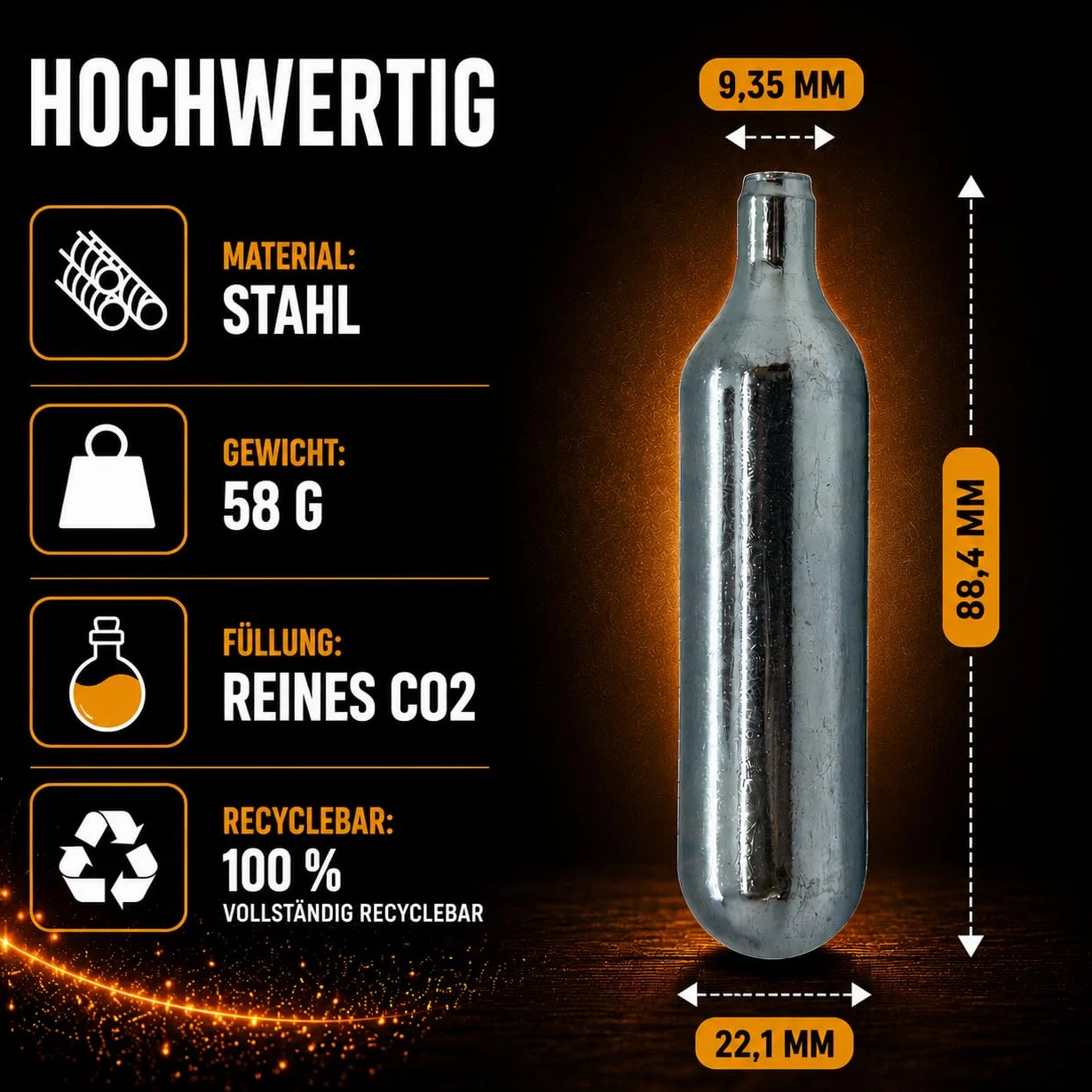 NEMT 10 cápsulas de Cerveza Co2 de 16 g y cápsulas de Bicicleta para Todos los sifón de Cerveza con cápsulas gaseosas de 16 g sin Rosca, también Compatible con Bomba de Cartucho de CO2 para