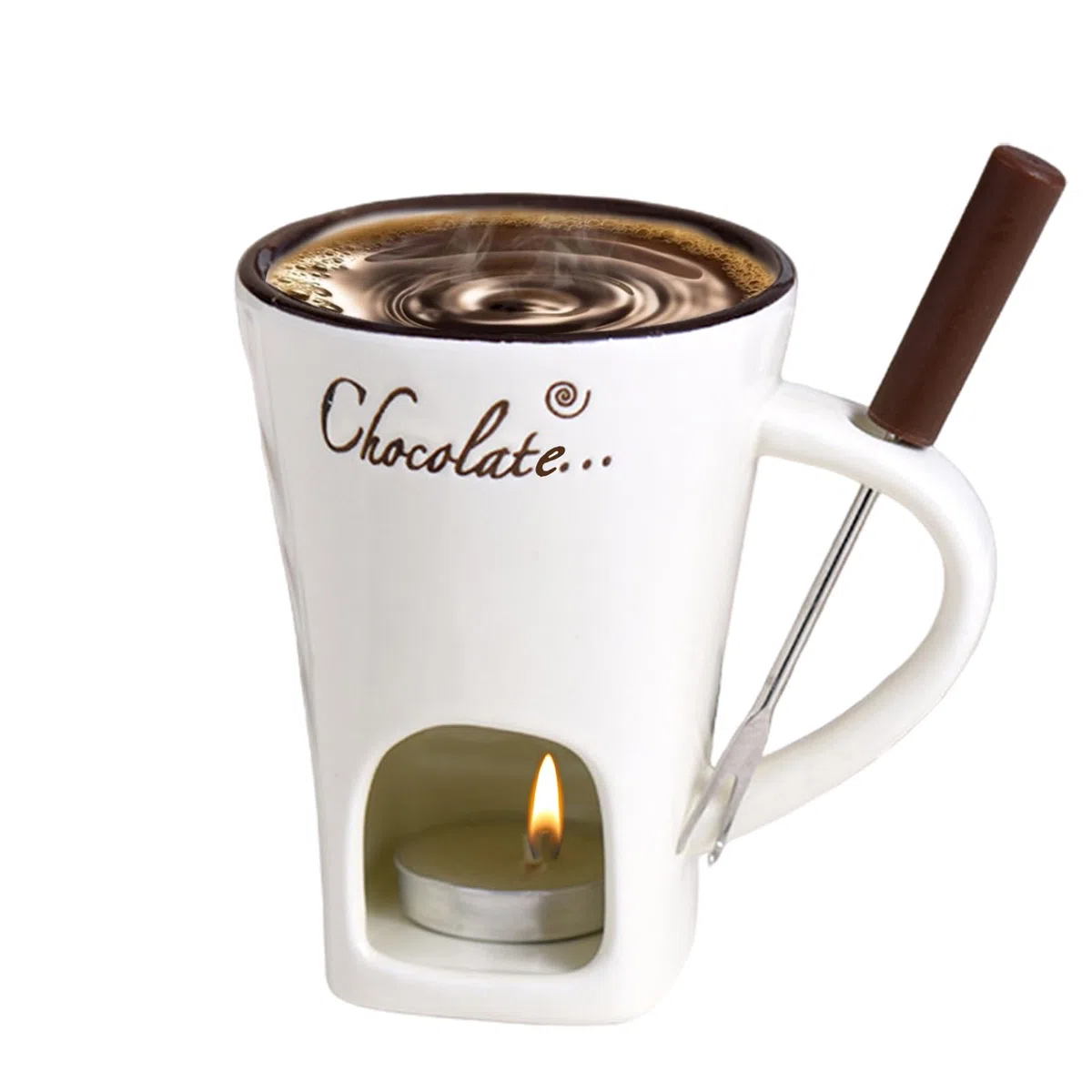 Taza Para Fundir Chocolate 200ml, Taza De Fondue De Chocolate, Taz a De Cerámica Para Calentar Queso Y Choco late, Taz a De Fondue Con Las Velas De Té Incluidas Para Crear Un Ambiente acoge dor