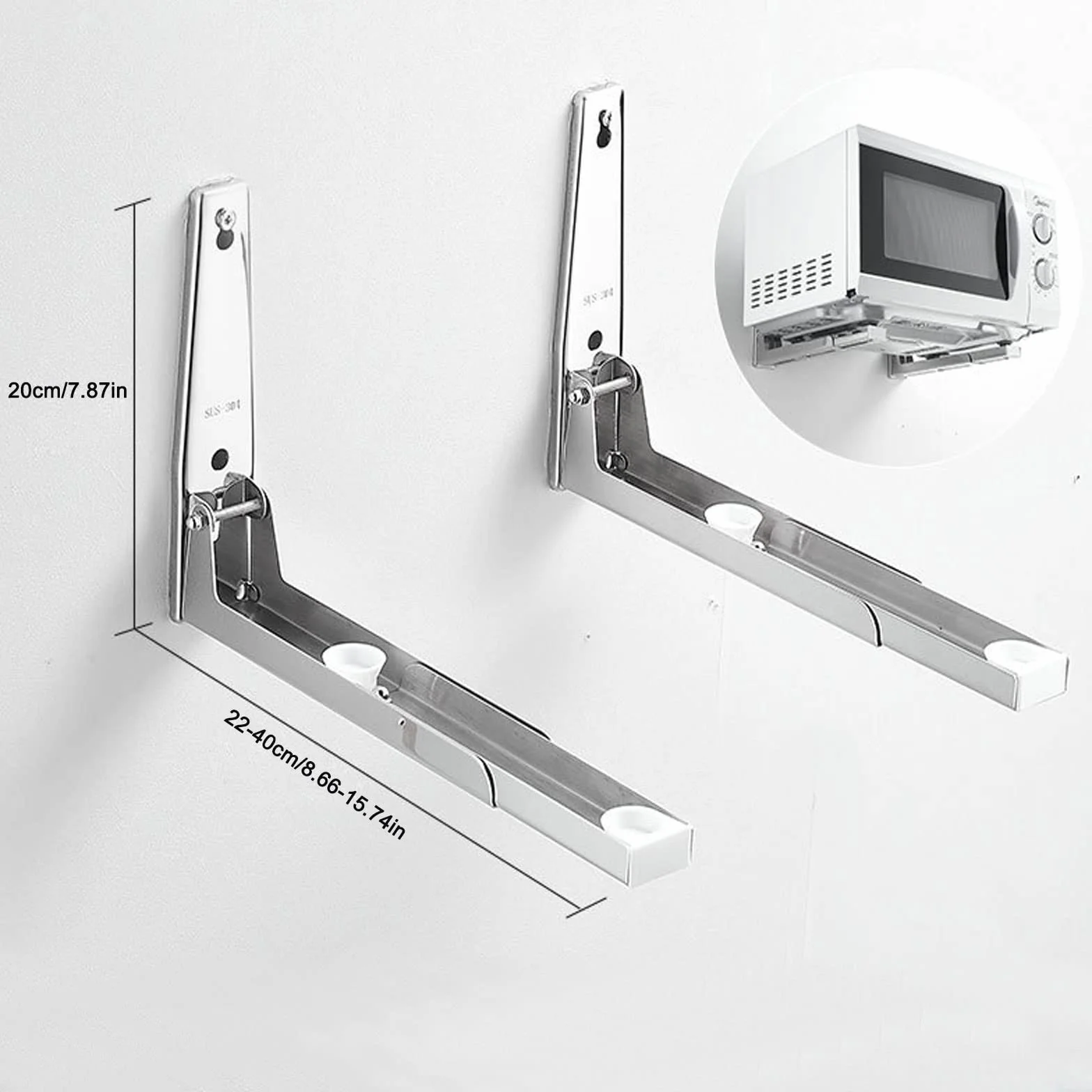 Universal Soportes de Microondas Soporte Plegable para Estante de Microondas Soporte de microondas plegable montado en la pared para accesorios de cocina en el hogar,Microondas y Hornos 2 Piezas