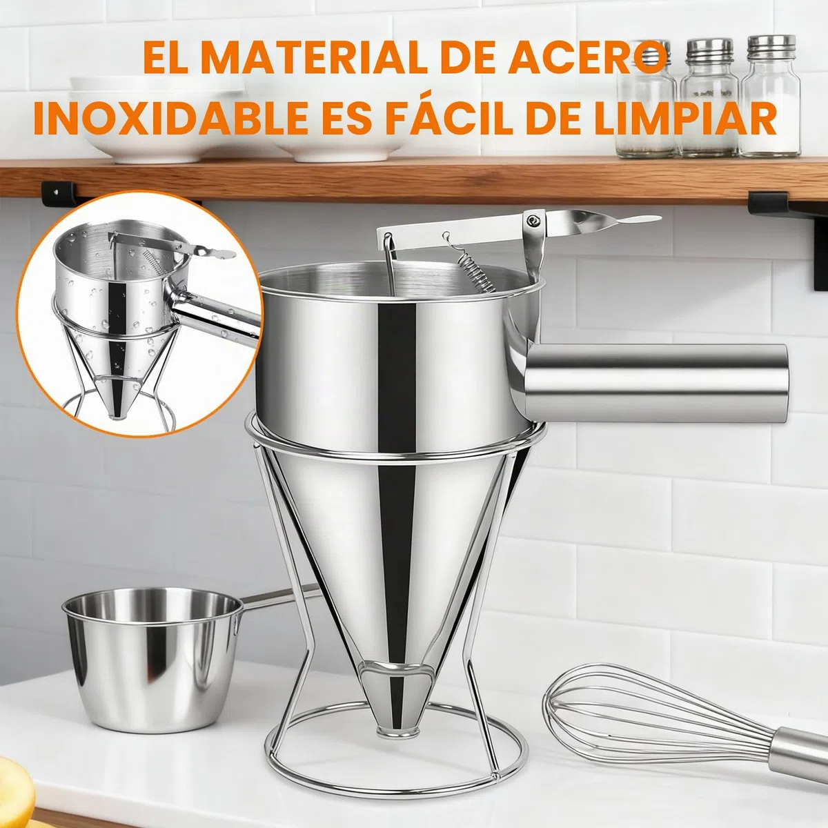 Dispensador de Panqueques 1200ml Dispensador de Masa Acero Inoxidable para Gofres Magdalenas Panqueques Crepes