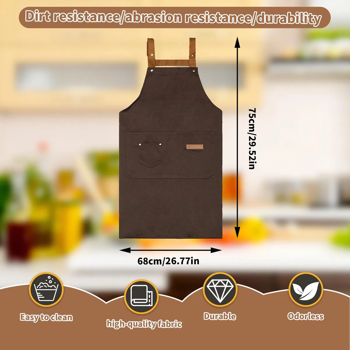 2 Piezas Delantal Cocina para Hombres y Mujeres, Delantales Chef, Mandil Camarero Ajustable, Mandiles Hosteleria Barbacoa Lona con 3 Bolsillos para Hornear, Restaurante
