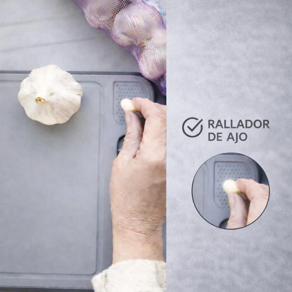 Tabla De Descongelacion Rapida De Alimentos A Temperatura Ambiente – Tabla De Cortar Antibacteriana Para Picar Verduras - Incluye Rayador De Ajo, Afilador y Superficie Amplia De Corte 25 × 36 cm