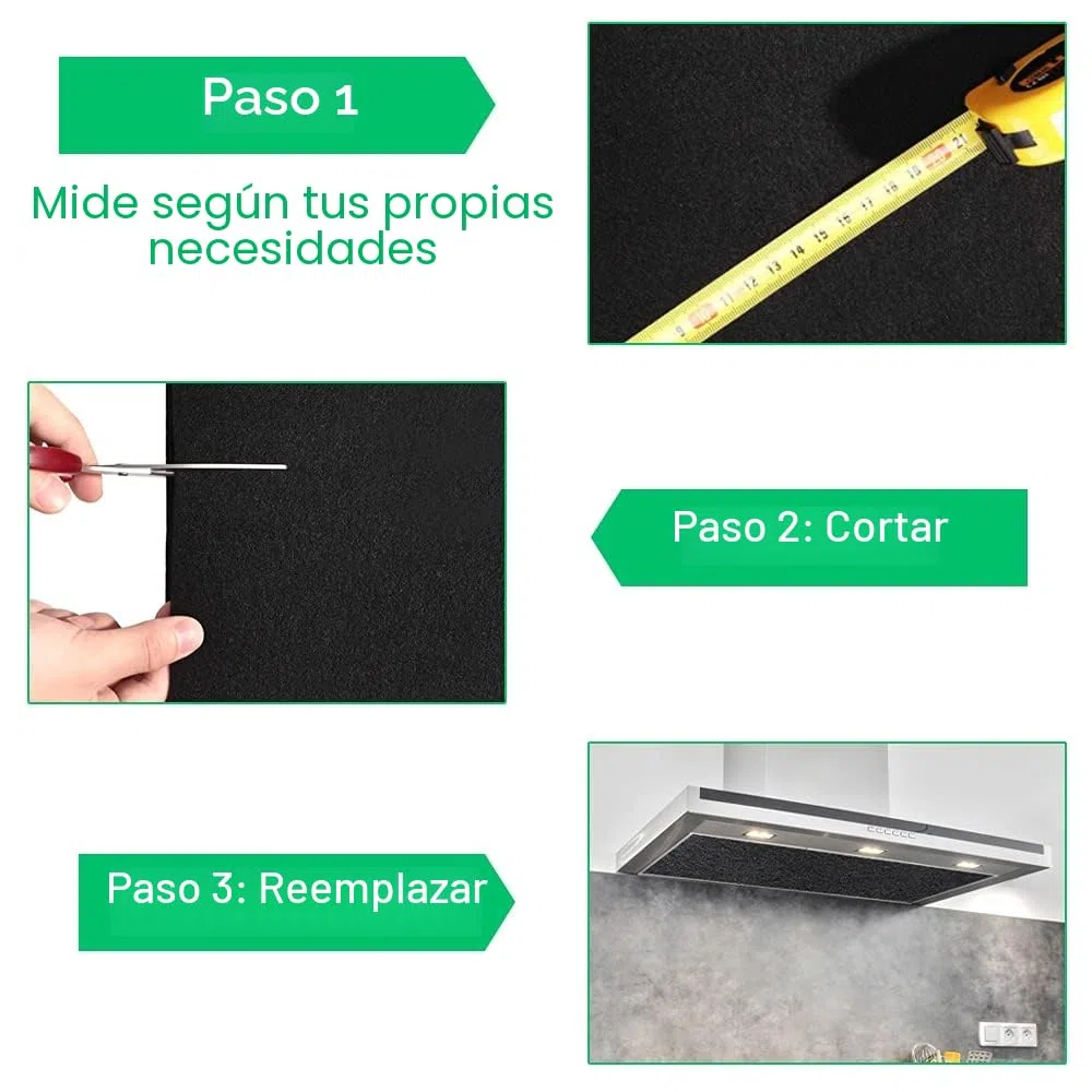 Almohadillas de Carbono de Corte para Ajuste Filtros de Carbón Activado Universales, Filtro de Aire, Filtros de Repuesto para Purificadores de Aire Acondicionado (1.22m*0.2m*3mm(2PCS))
