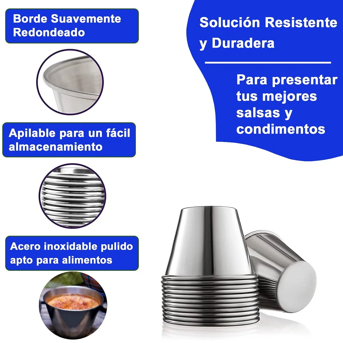 Flaneras en Acero Inoxidable Molde para Flan 12pzs 9cm