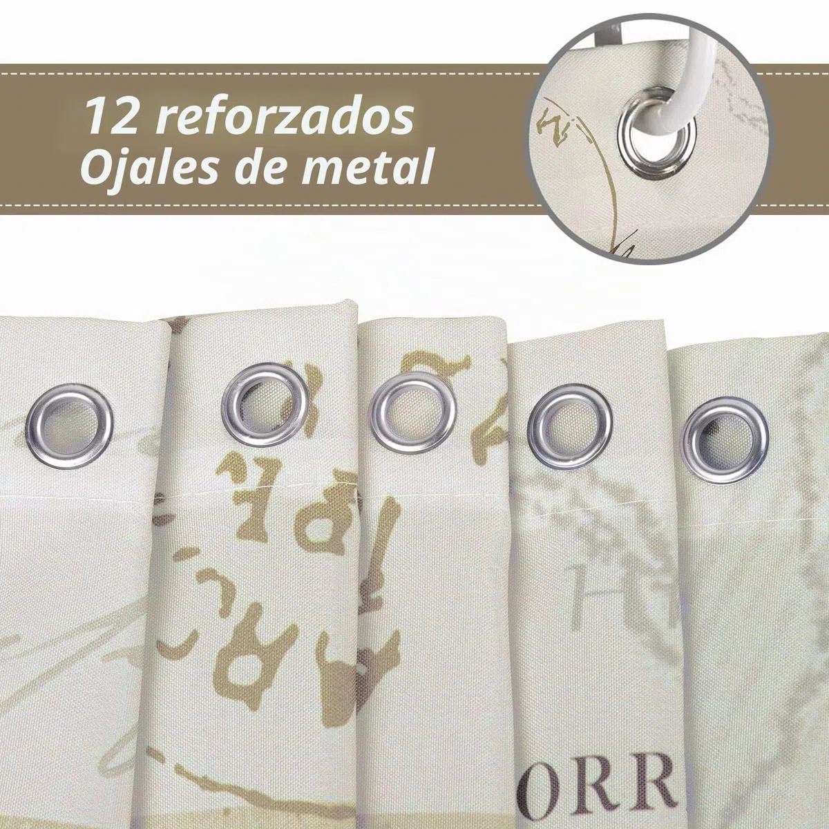 Bonhause Cortina de Ducha Náutico Ancla Faro Velero Cortina de Baño de Poliéster Impermeable Antimoho Lavable Cortina Ducha 180 x 180 cm con 12 Ganchos