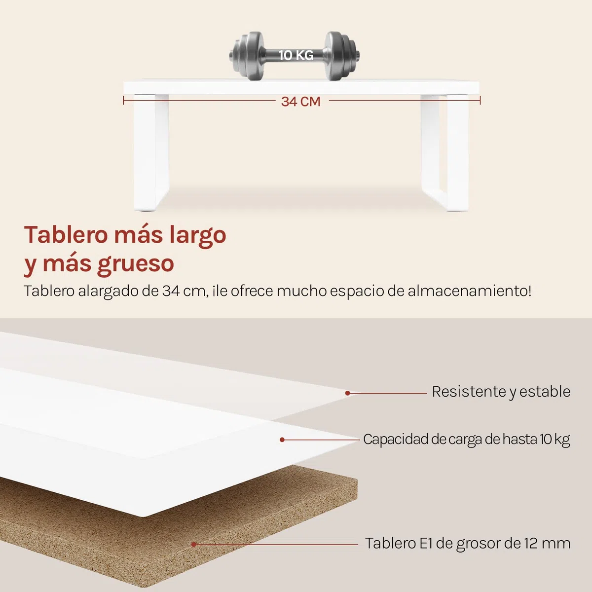 WOLTU Pack de 2 Estantes para Especias, Organizadores de Cocina Apilables, Estantes de Armario para Encimera, Baño y Tocador, 34×19,5×15,5 + 34×18,5×12,5 cm, MDF, Blanco