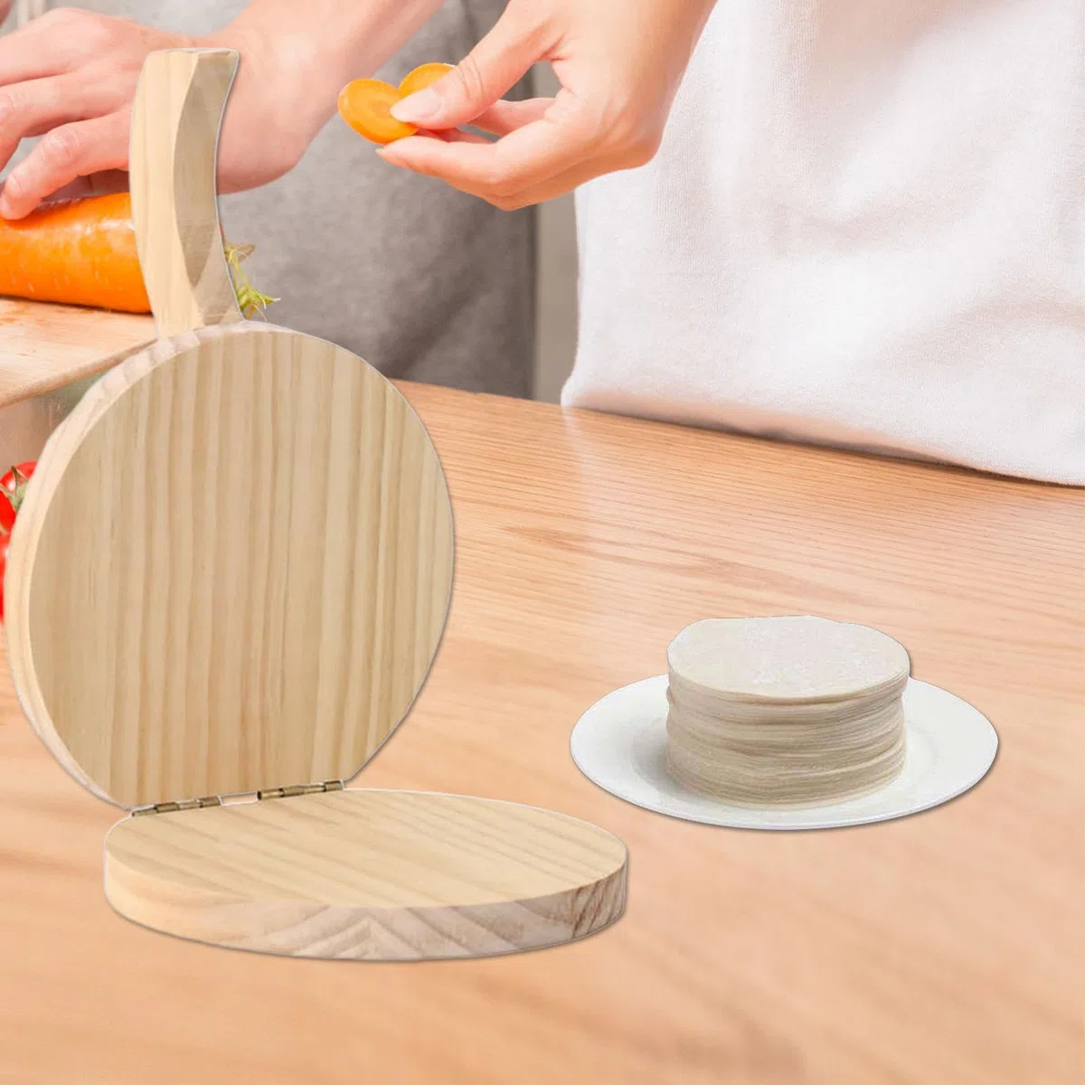 rockible Prensa de Tortilla de madera, prensador de Tortillera mexicana, prensador ergonómico fácil de usar, utensilios de cocina para pastelería, raviolis