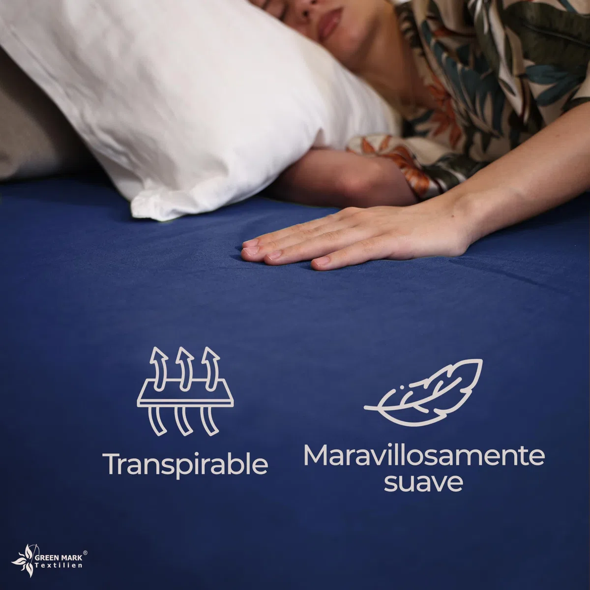 GREEN MARK Textilien sábana Plana 100% algodón – Sábana clásica sin elástico, Suave para la Piel, fácil de cuidar, Lavable a Alta Temperatura – Azul Marino – 150x250 cm