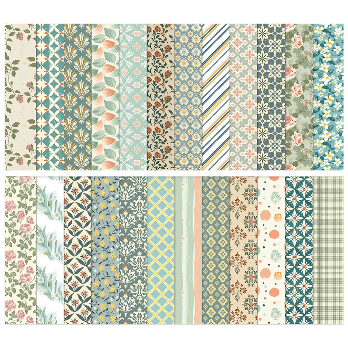Papel Scrapbooking, 24 Scrapbook Paper, Papel para Álbumes de Recortes, Papels Decorativo, Material Scrapbooking, Motivos Florales y Botánicos for Hobbies Crafts Gifting (30.5 x 30.5 cm)
