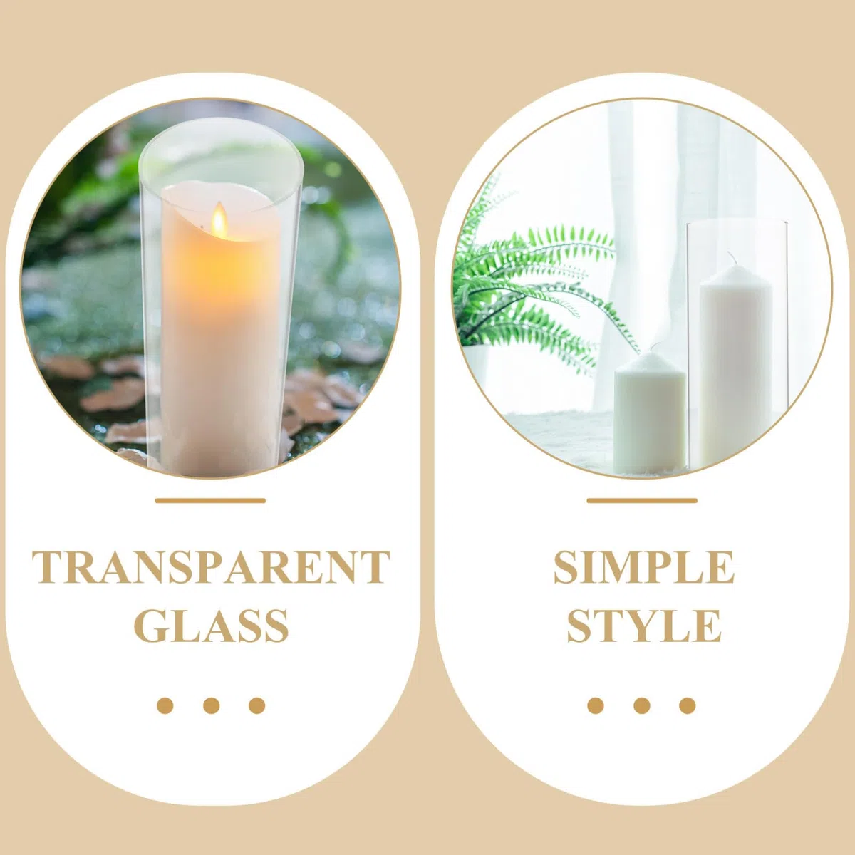 ABOOFAN Cúpulas de Cristal de Borosilicato de 2 Piezas para Velas, Portavelas Decorativos Hogar y Bodas, Diseño Elegante y Protección Viento