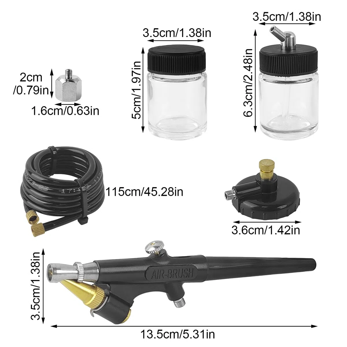 Kit de Aerografo Profesional, Airbrush con Adaptador de Entrada de Aire e Interruptor de Presión de Aire, para Modelismo, Maquillaje, Pintura de Automóviles (1)