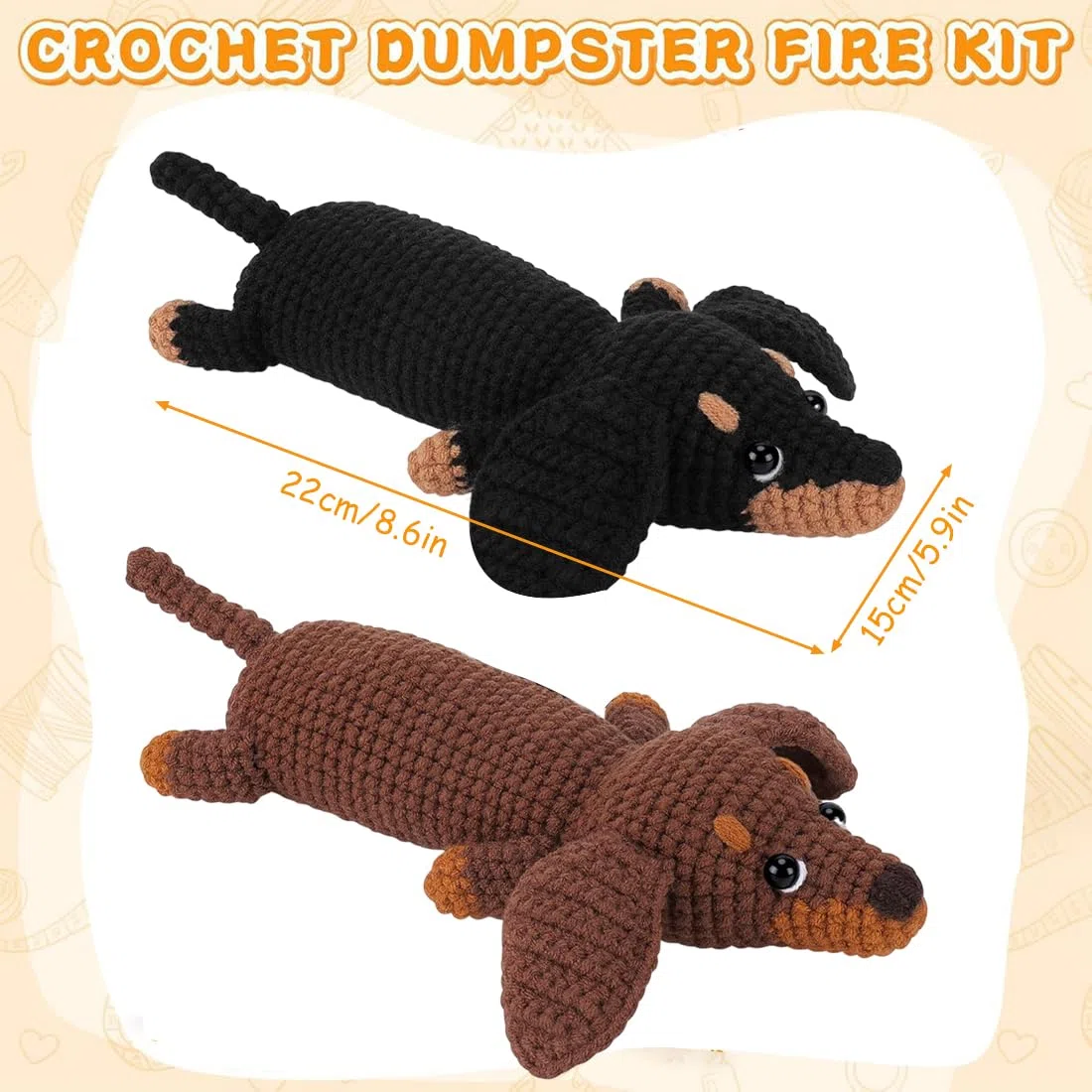 Kit de Crochet para Principiantes, Set Completo con Patrón de Perro Salchicha, Tutorial en Video Paso a Paso, Manual de Crochet, Ideal para Crear Amigurumi y Aprender Crochet