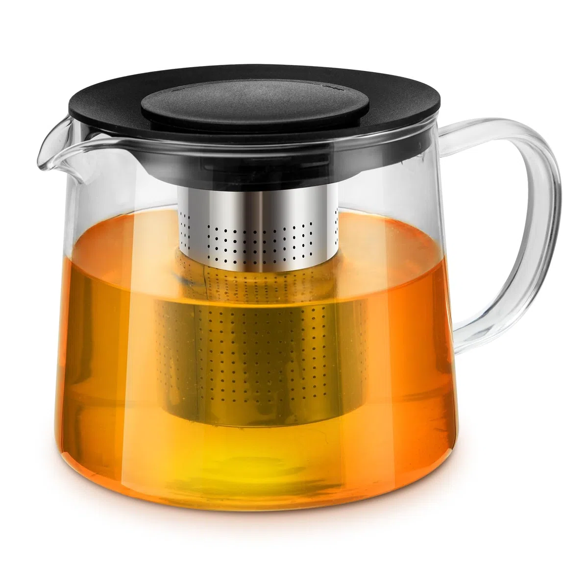 Tetera, 1,5 L, tetera de vidrio borosilicato, tetera de cristal, jarra de cristal con colador de acero inoxidable, protección contra sobrecalentamiento, jarra de cristal con tapa para té suelto, té de