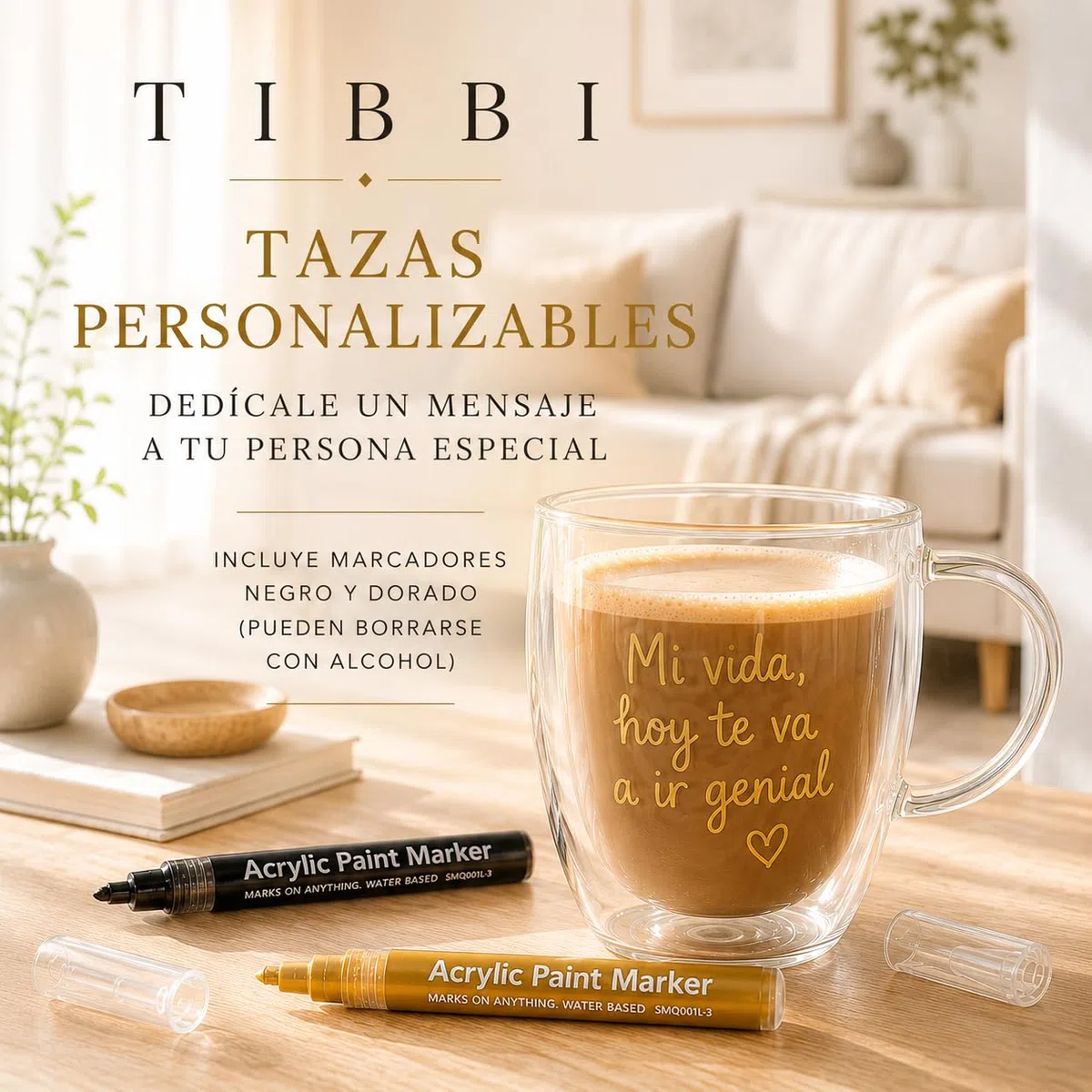 Tazas de Café de Cristal, 2x350ml, Vasos de Doble Pared con Asa,Tazas de Vidrio Borosilicato para Té, Café, Leche, Latte, Macchiato