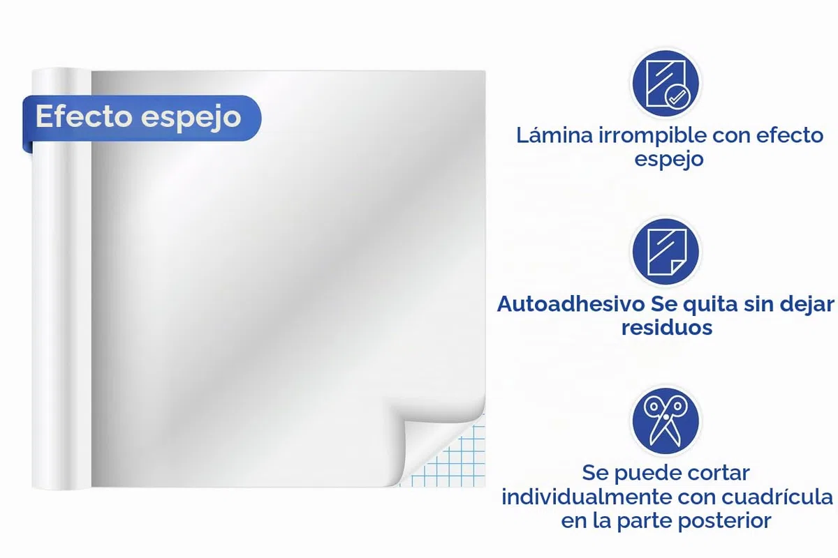 Wenko 5108013500 - Lámina Espejo Recortable, de plástico, 58 x 150 cm, Color Plateado