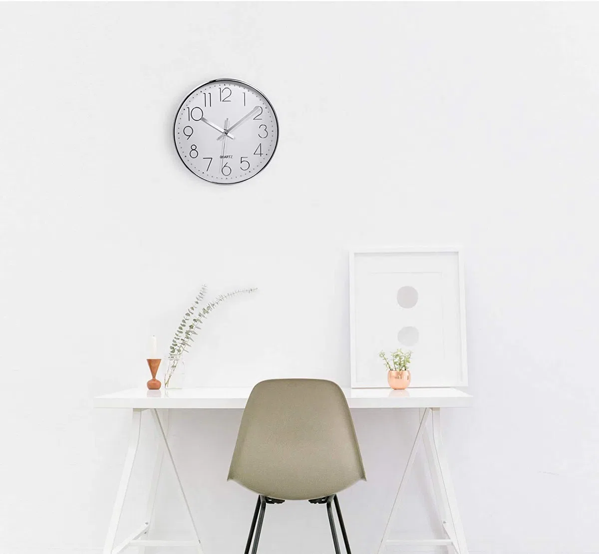 Delgeo Plata Reloj de Pared, Decoración de Pared, Moderno Reloj Cocina Pared Silencioso para Hogar/Oficina/Cocina,Plata (30cm/12'')