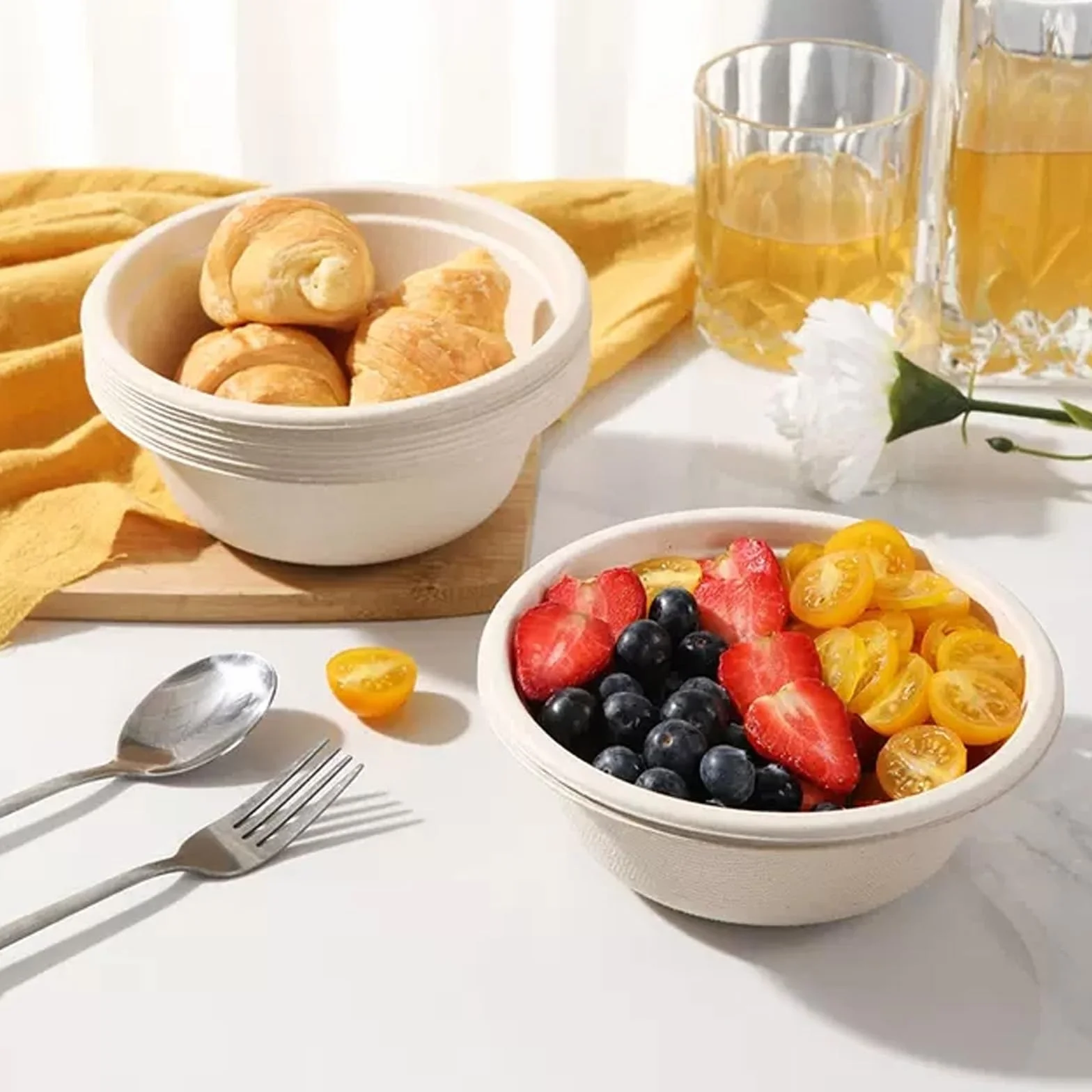 100 cuencos desechables ecológicos para sopa de caña de azúcar, 350 ml, cuencos de cartón desechables, cuencos de sopa orgánicos, compostables