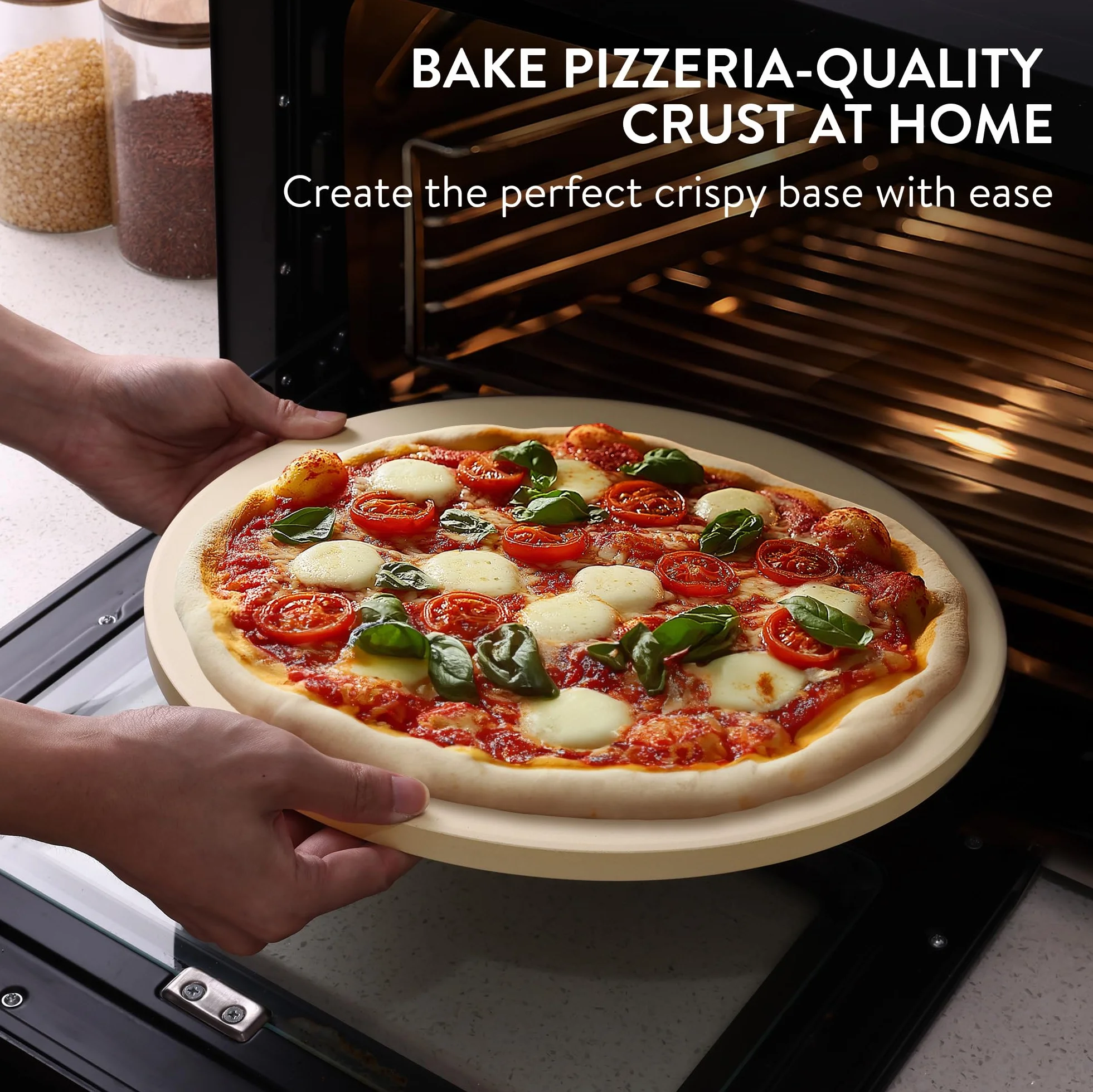Piedra para Pizza de Cordierita - Redonda 35 cm para Horno y Barbacoa - Stone para Pan y Pizza Refractaria