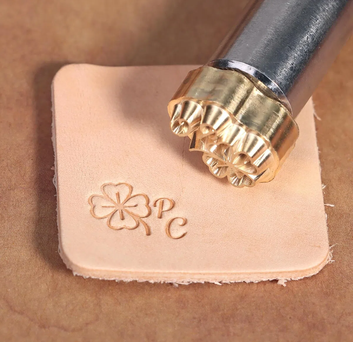 Sello de cuero personalizado de latón personalizado en relieve de cuero, regalo para artesanos de cuero, papá, marido (dorado)