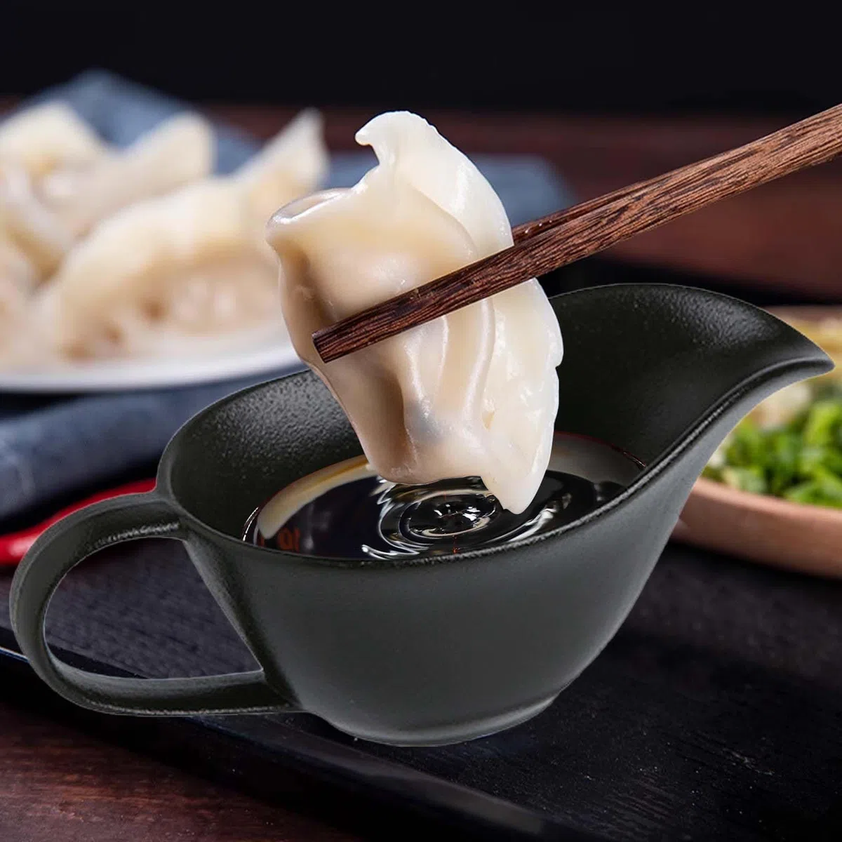 Recipiente para salsas de porcelana de 280 ml, recipiente para salsas con asa, salsera con vertido de labios, cuenco para servir, adecuado para salsa, crema, aderezos para ensaladas, caldo de leche,
