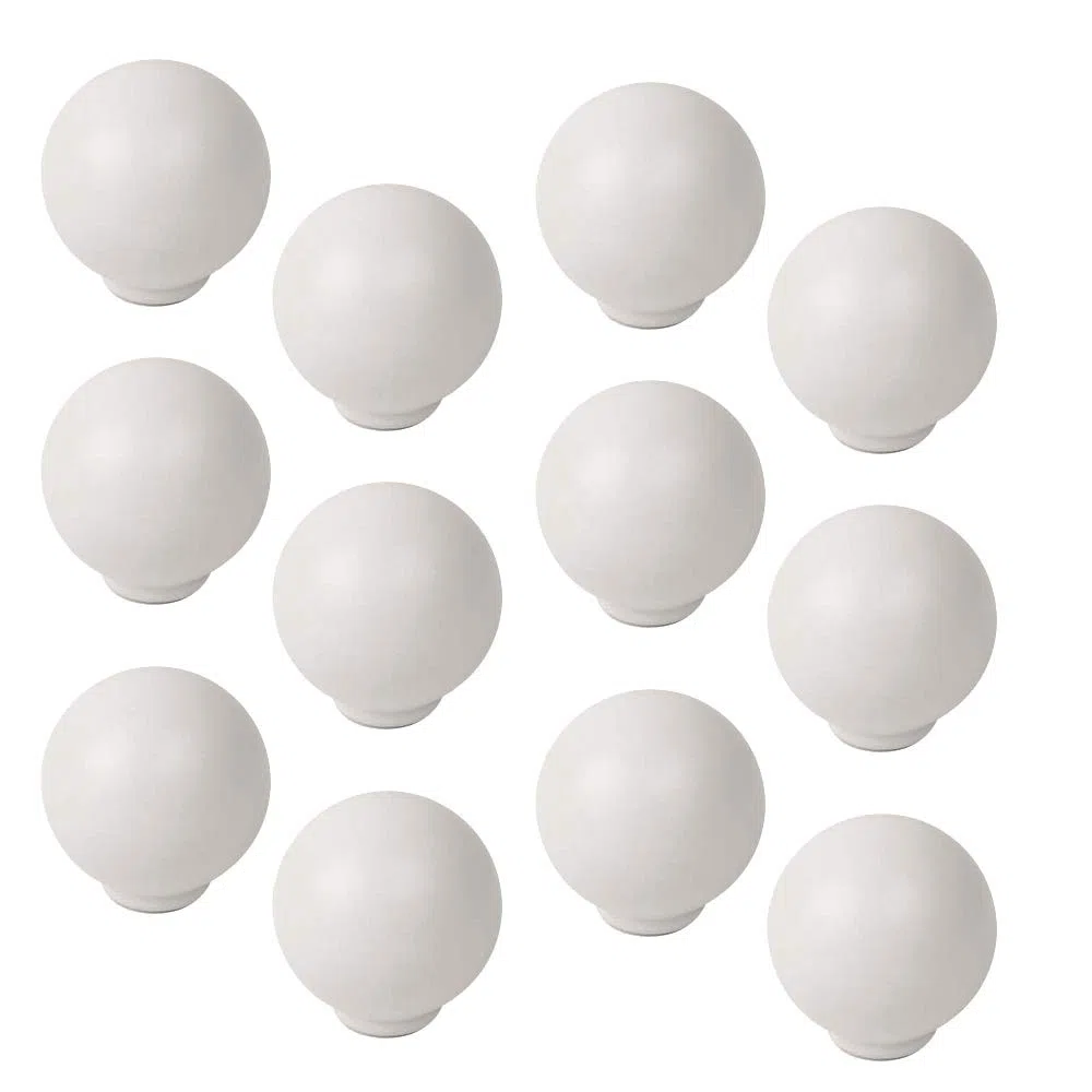 12 Un. TIRADOR Pomo Mueble Infantil bola resina ABS blanco mate - Diámetro 29MM para