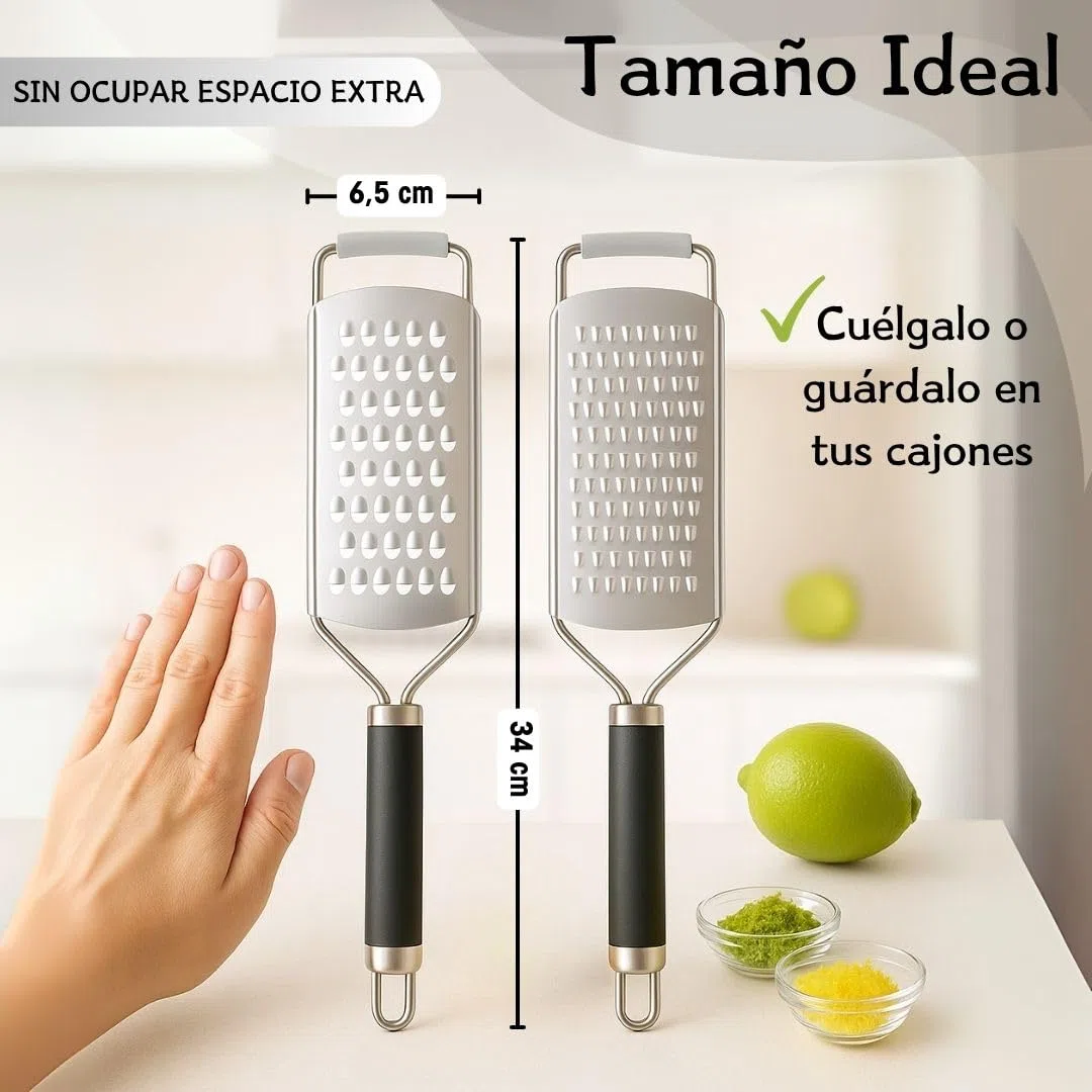 Rallador Set de 2, Rallador de Queso y Zester Fino, Ralladores para Cocina, Acero Inoxidable y Antideslizantes con Tapa Protectora, Mango Ergonómico, Apto Lavavajillas