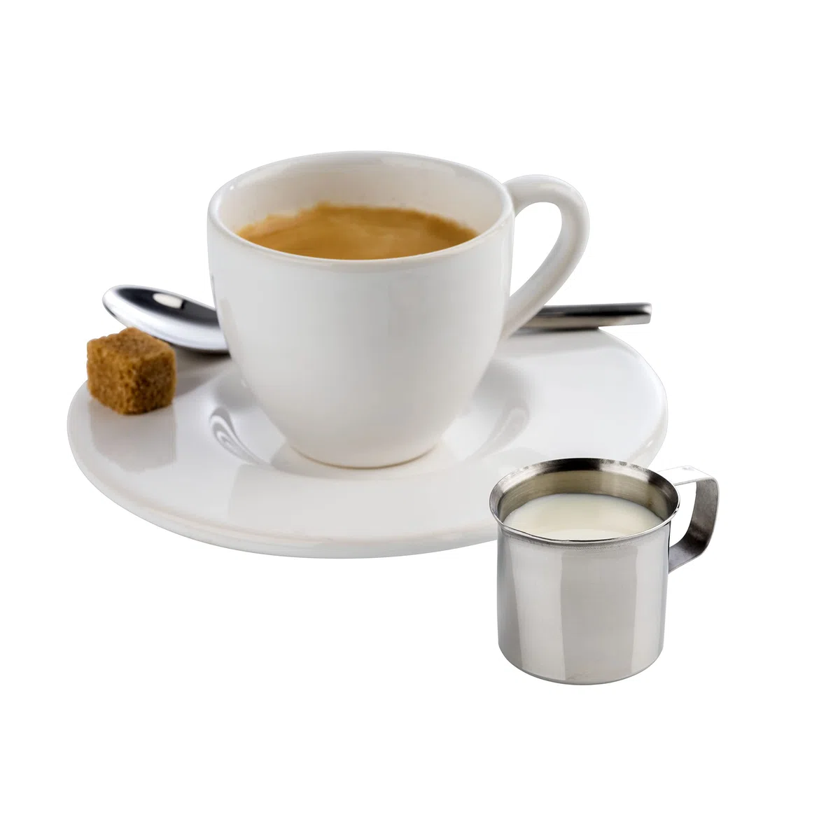 APS Juego de 4 jarras de Leche pequeña para café, Crema de Leche, 25 ml, Acero Inoxidable