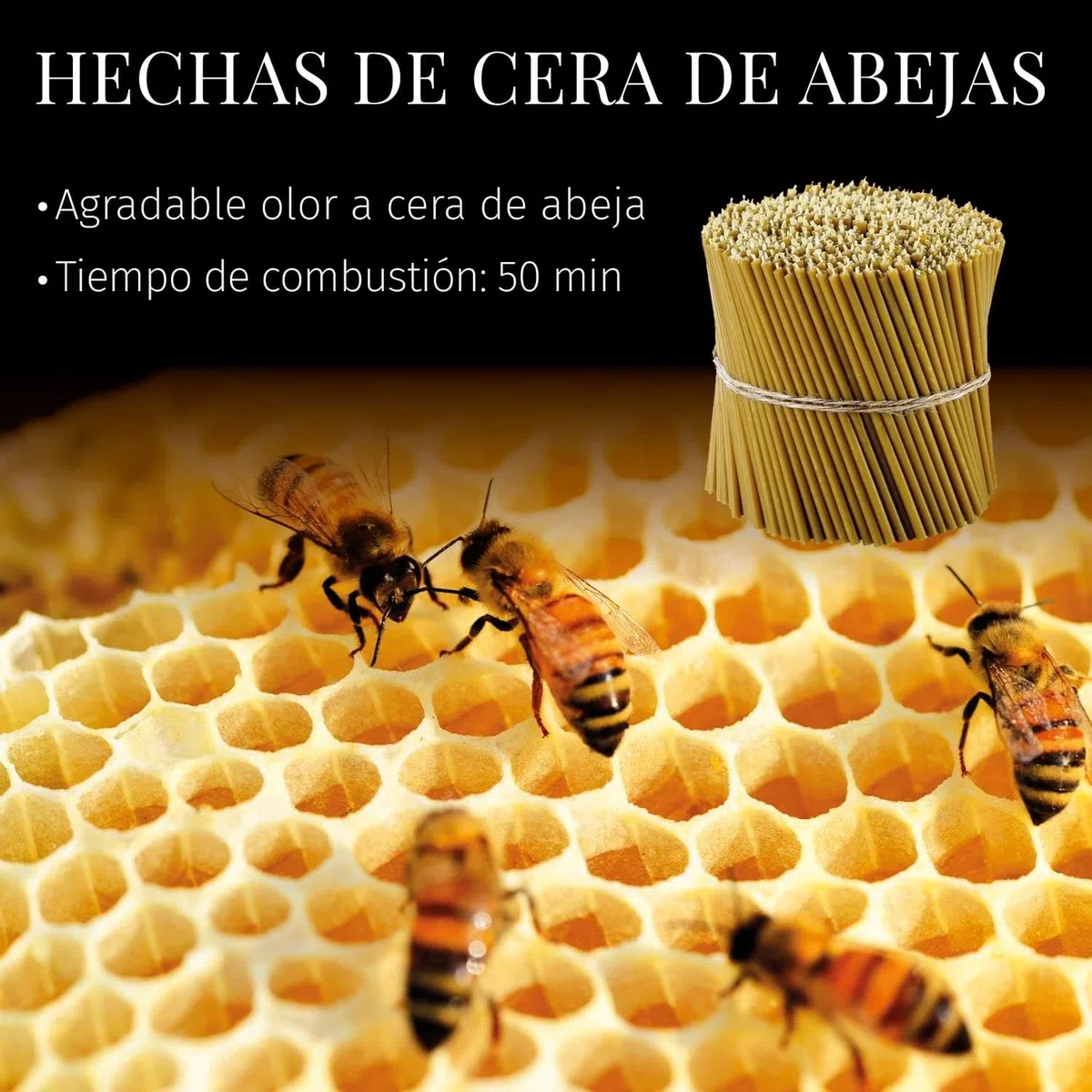 Danilovo Velas de Cera de Abejas 100% Pura, Velas Ortodoxas para Oración, Rituales, de Decoración de Mesa, N100, Altura 16,5 cm, 50 Unidades