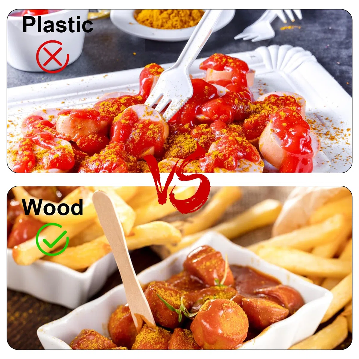 200 Piezas Tenedores de Patatas Fritas, 85mm Tenedores de Madera, Tenedores de Patatas Fritas de Madera Tenedores Pequeños Cubiertos de Madera para Fiestas Camping Pícnic Restaurantes