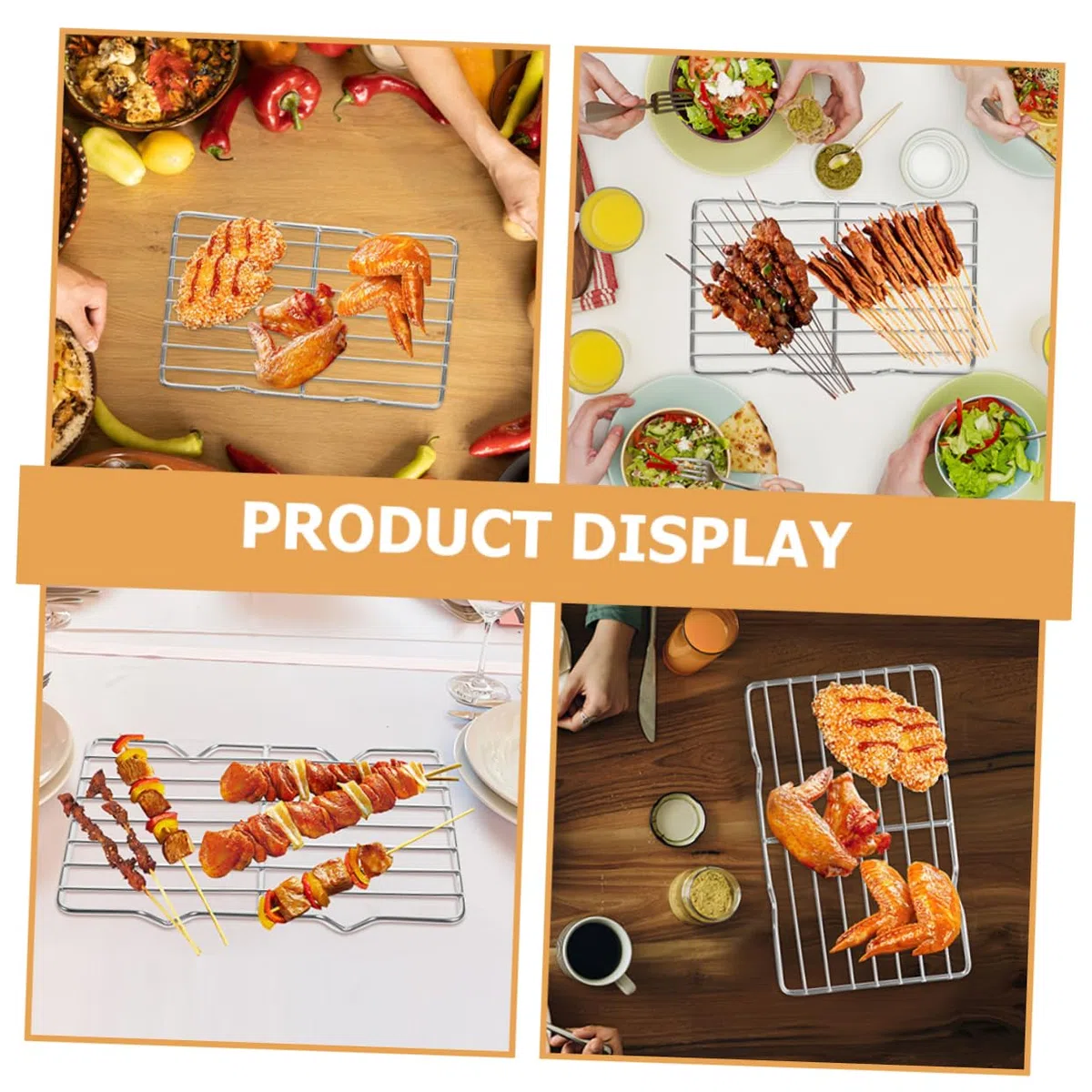 IMIKEYA Rejilla para Hornear y Parrilla De Acero Inoxidable 38x28 Cm, Rejilla De Enfriamiento De Pan Patas, Malla Fina para Cocinar y Asar, Apta para Alimentos Delicados, Uso Cocina y Barbacoa