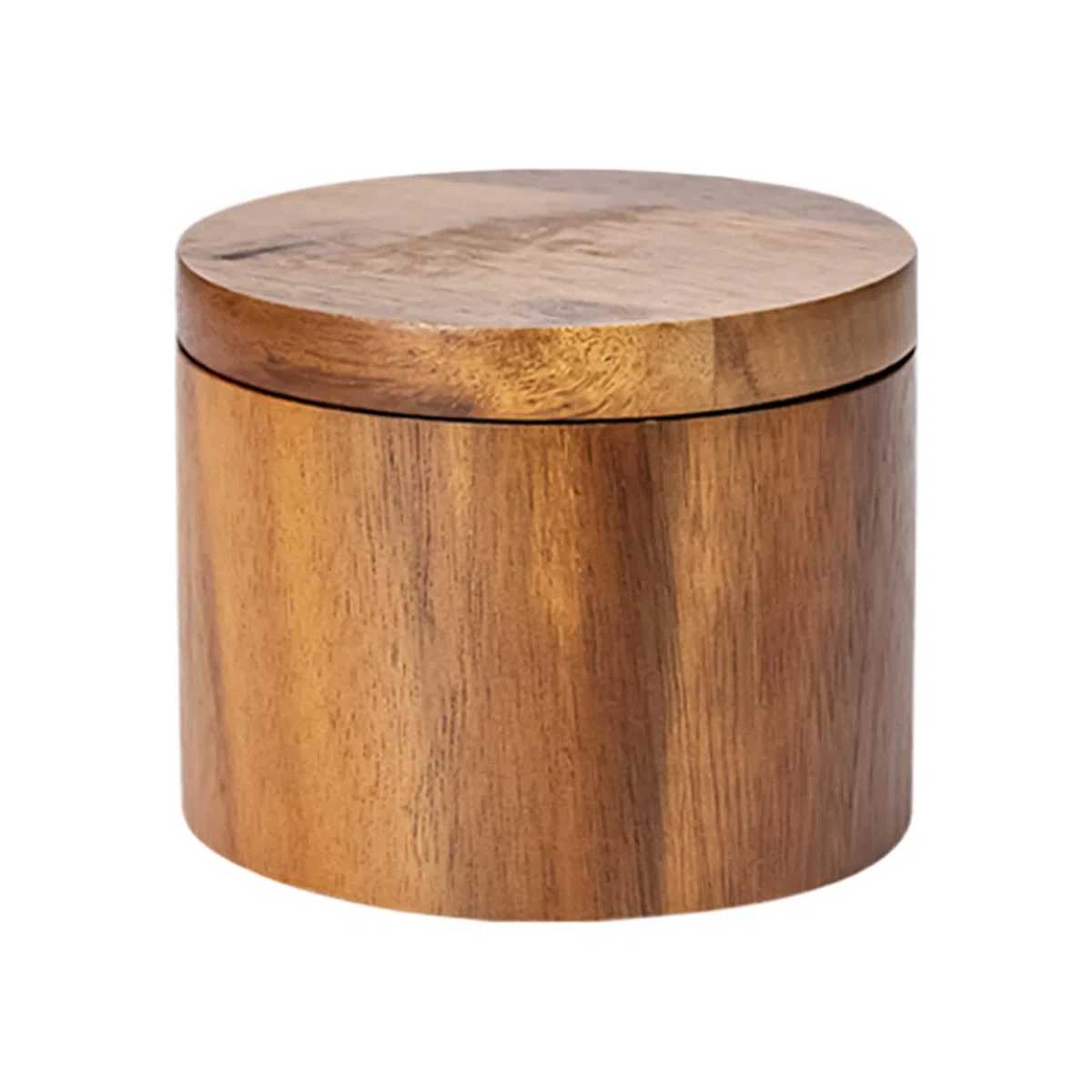 Salero de madera de acacia con tapa y cuchara, recipiente de azúcar hecho a mano con tapa giratoria, cuchara integrada para cocina, tarro de madera, hogar para el hogar, condimentos, cafetería, hotel